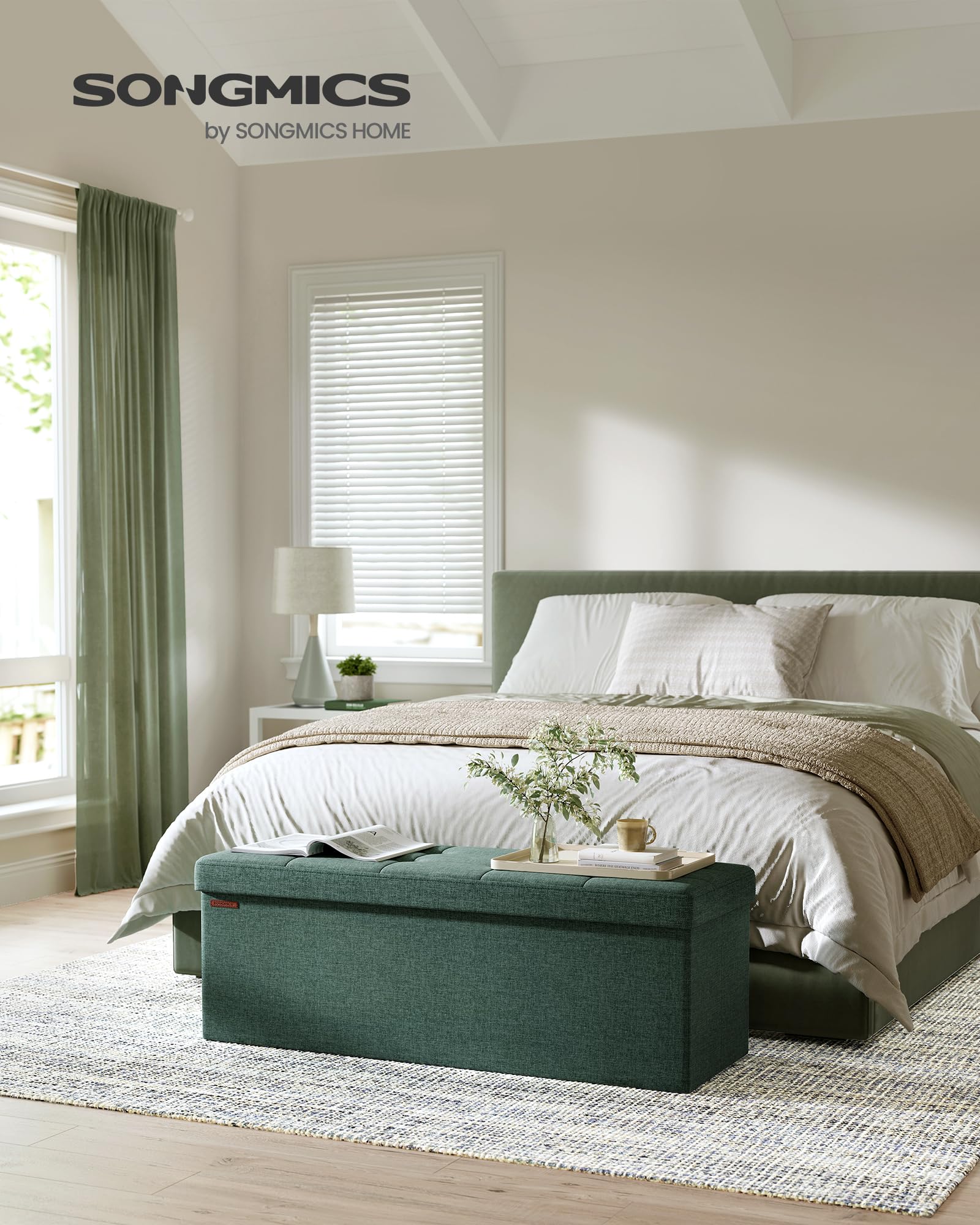 43.3 Inches Folding Storage Ottoman Bench