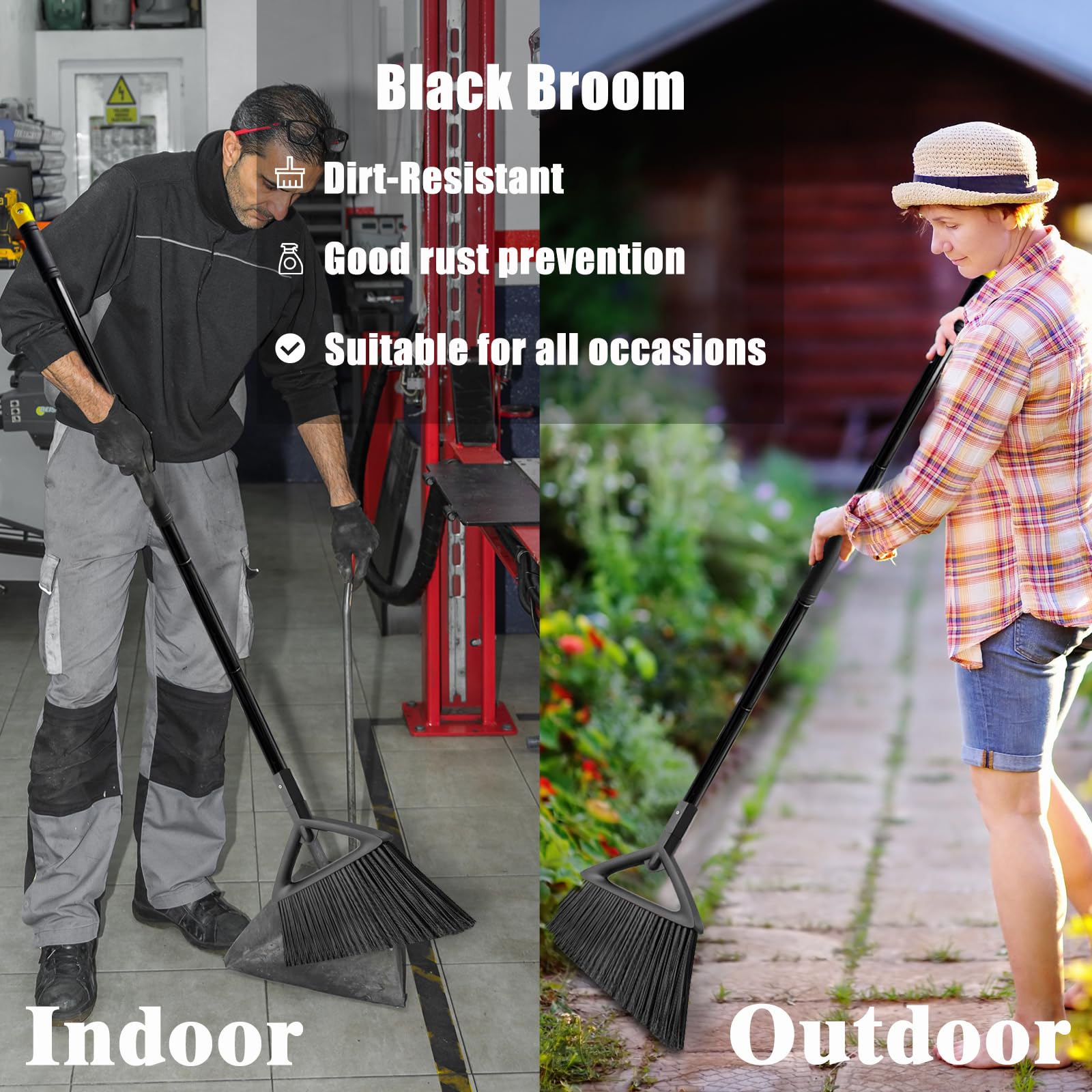 Heavy Duty Broom Outdoor Indoor (4 Count)