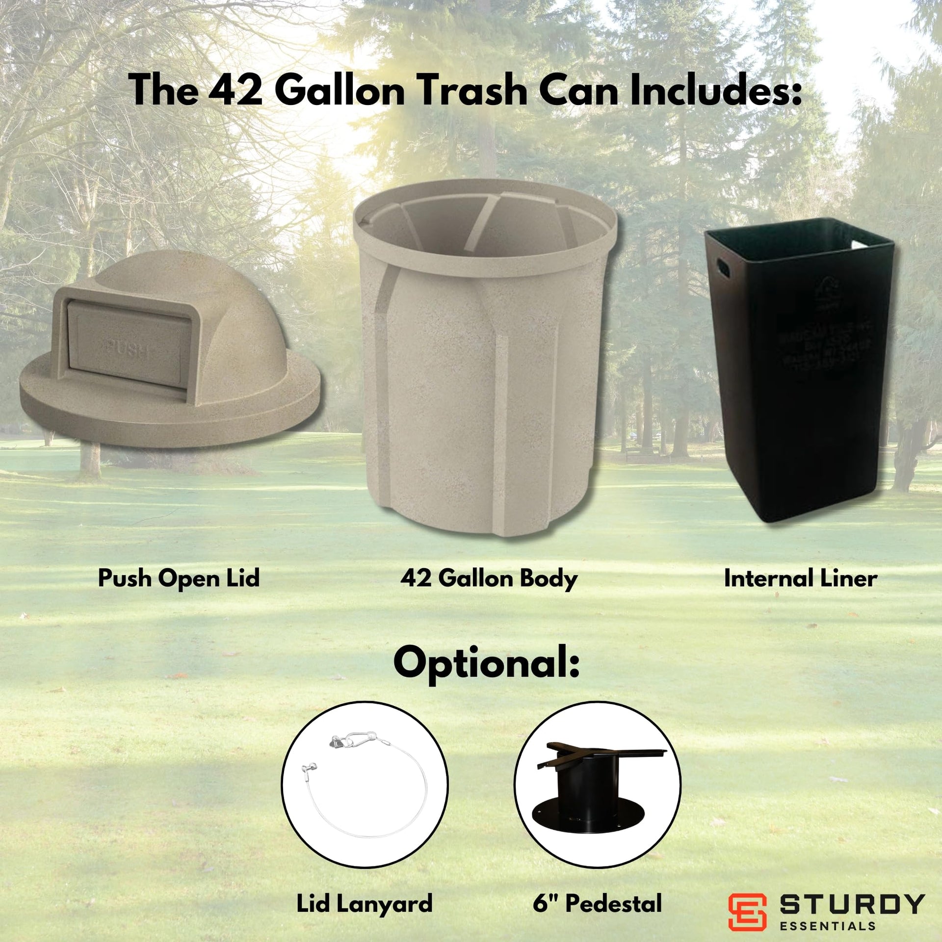 Campus Collection 42 Gallon Commercial Trash Can with Lid