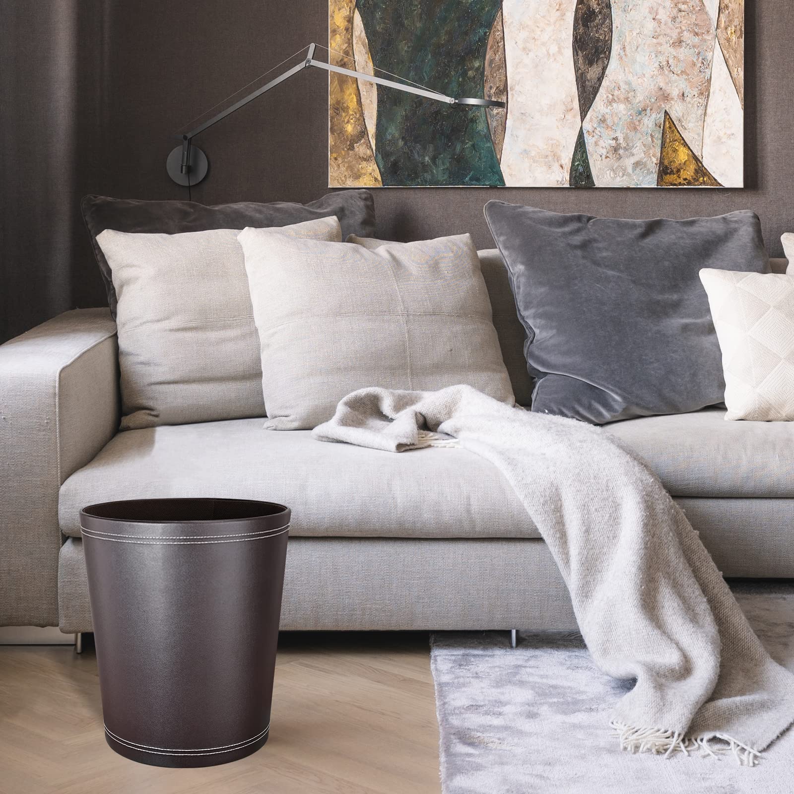 Pu Leather Trash Can for Bedroom