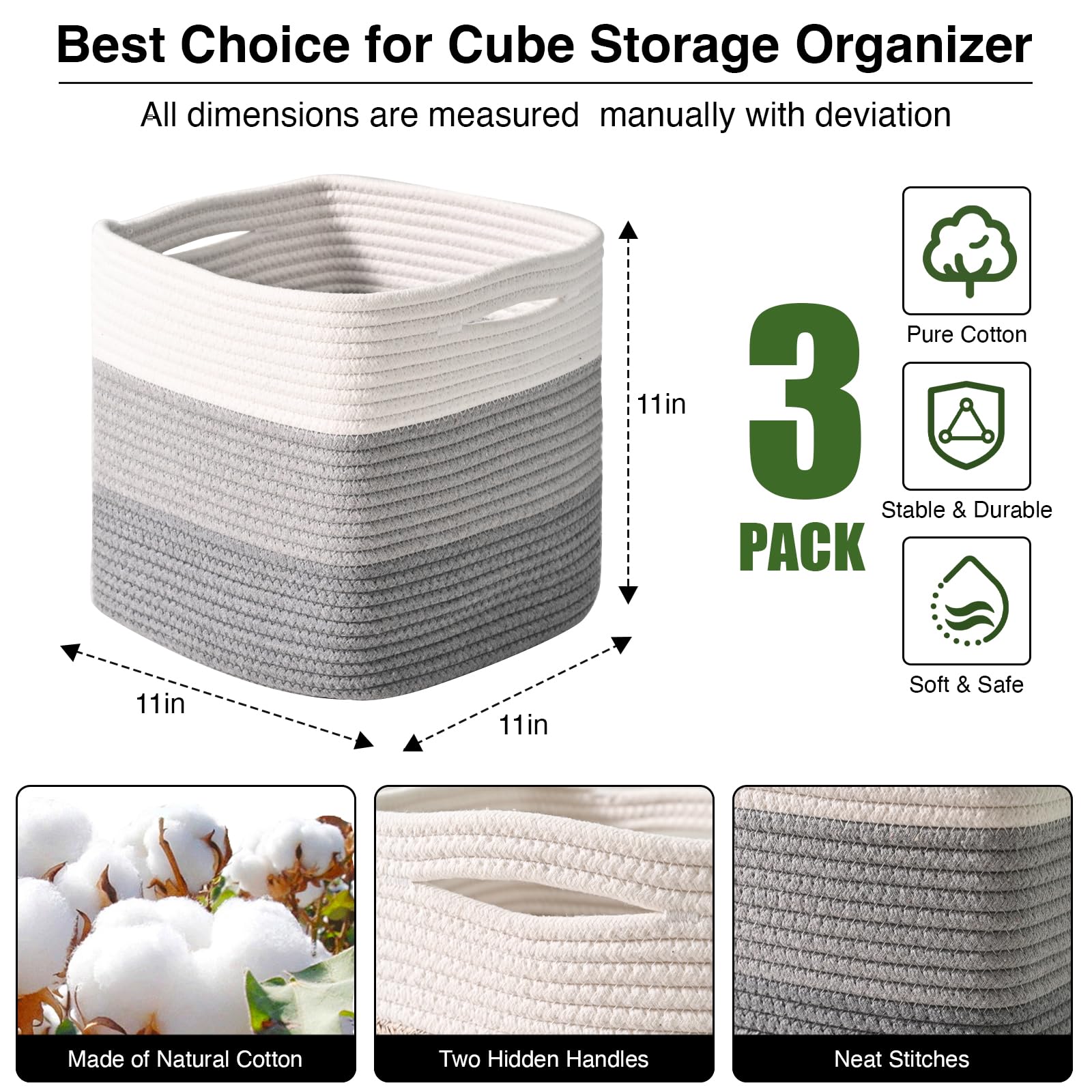 11 Inch Cube Storage Bins (3 Count)