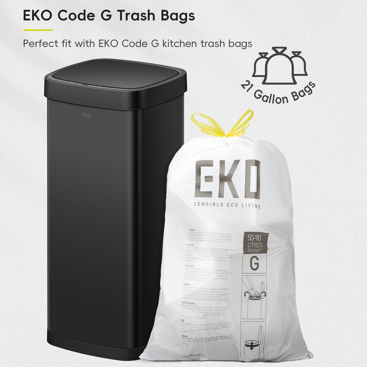EcoSmart 80L 21.1 Gallon Motion Sensor Trash Can or Recycling Bin