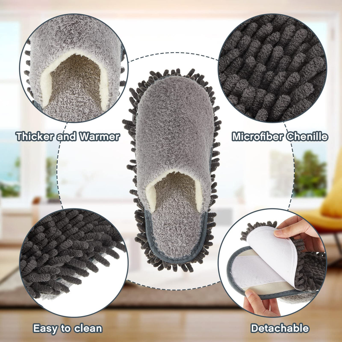 2 Pair Microfiber Slippers Floor Cleaning Mop