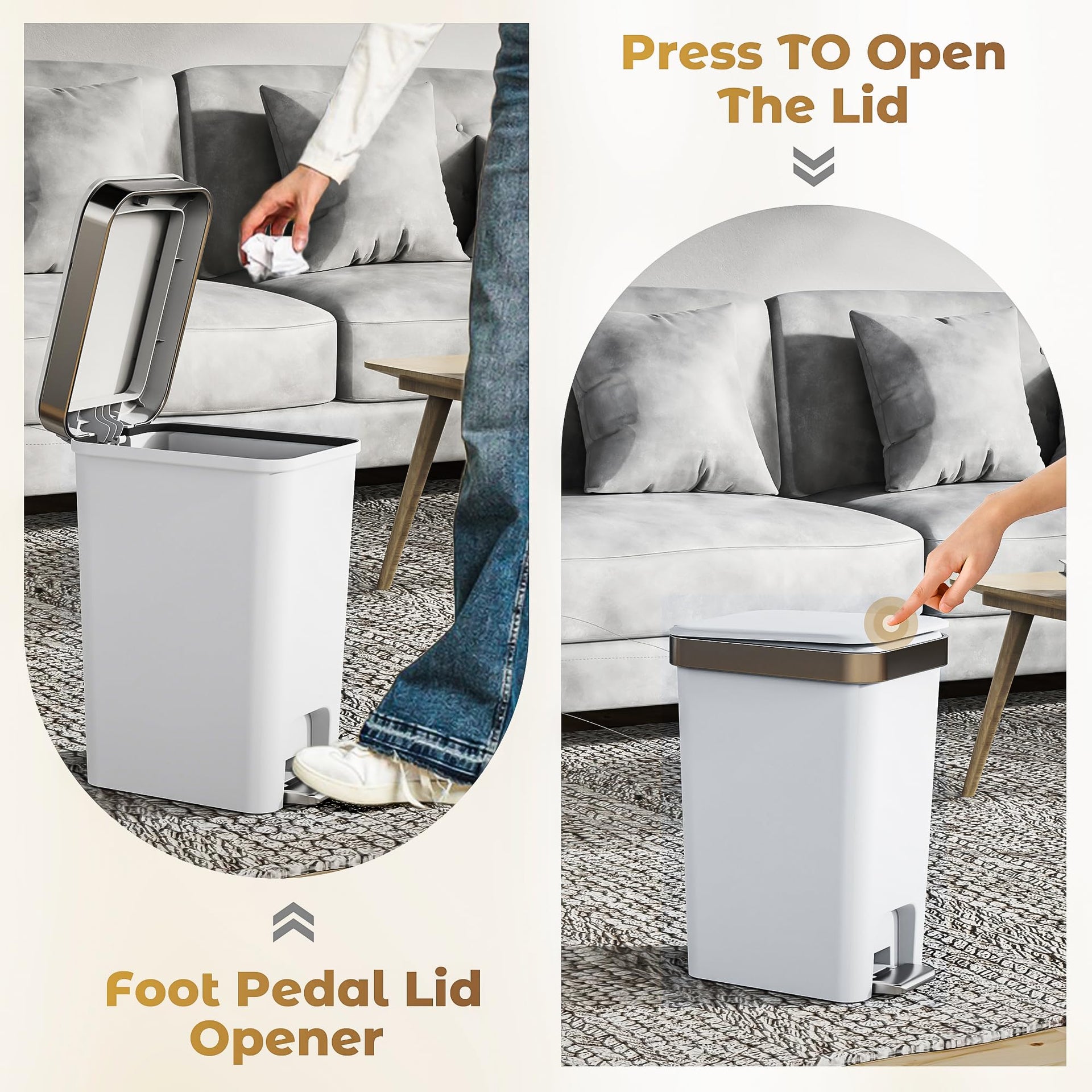 Small Bathroom Trash Can with Lid