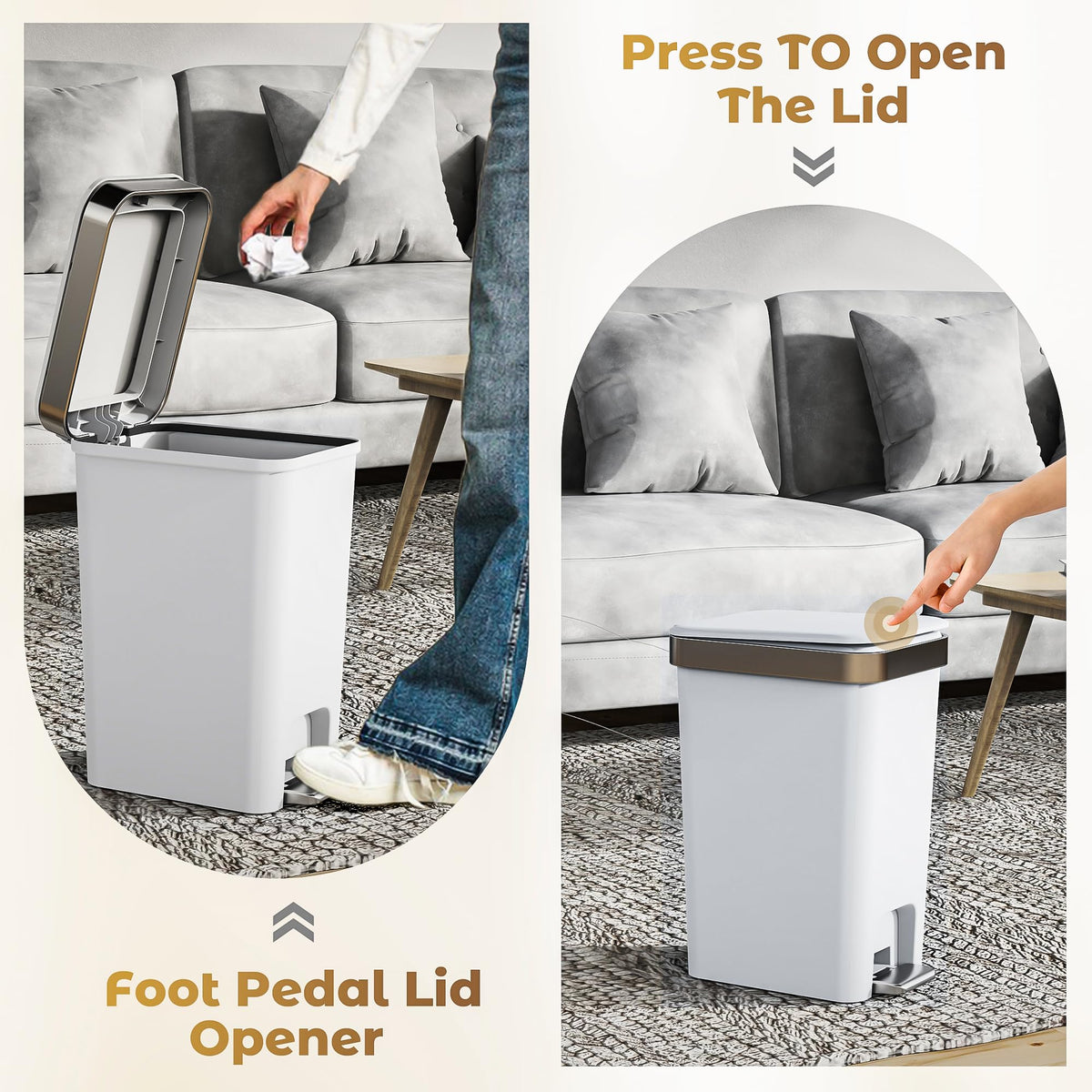 Small Bathroom Trash Can with Lid