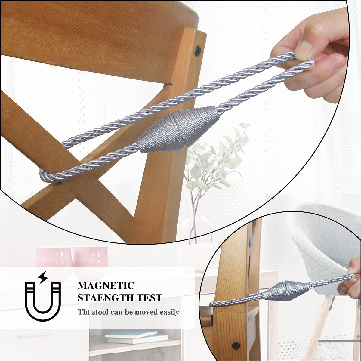 Magnetic Curtain Tiebacks Rope Decorative Holdbacks for Drapes Nieffeiy