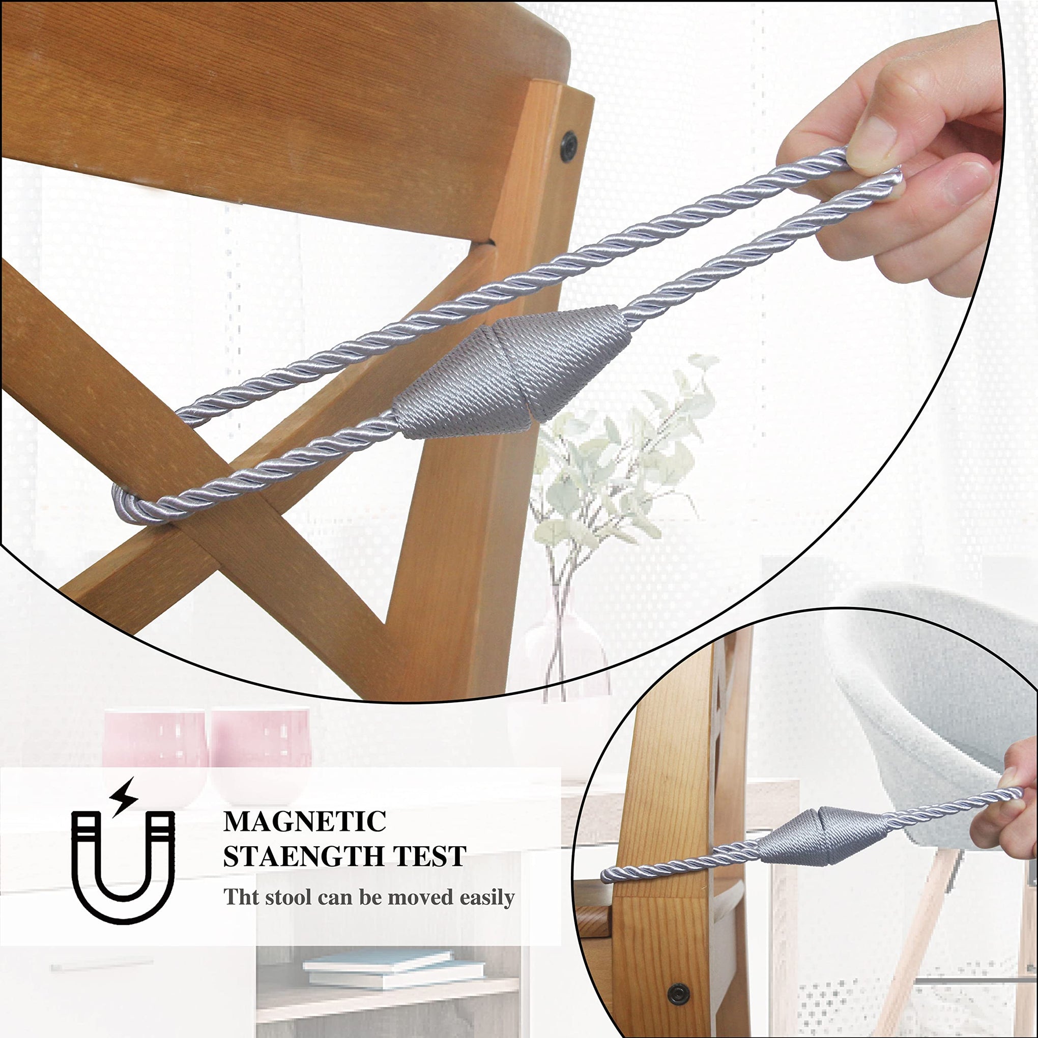 Magnetic Curtain Tiebacks Rope Decorative Holdbacks for Drapes Nieffeiy
