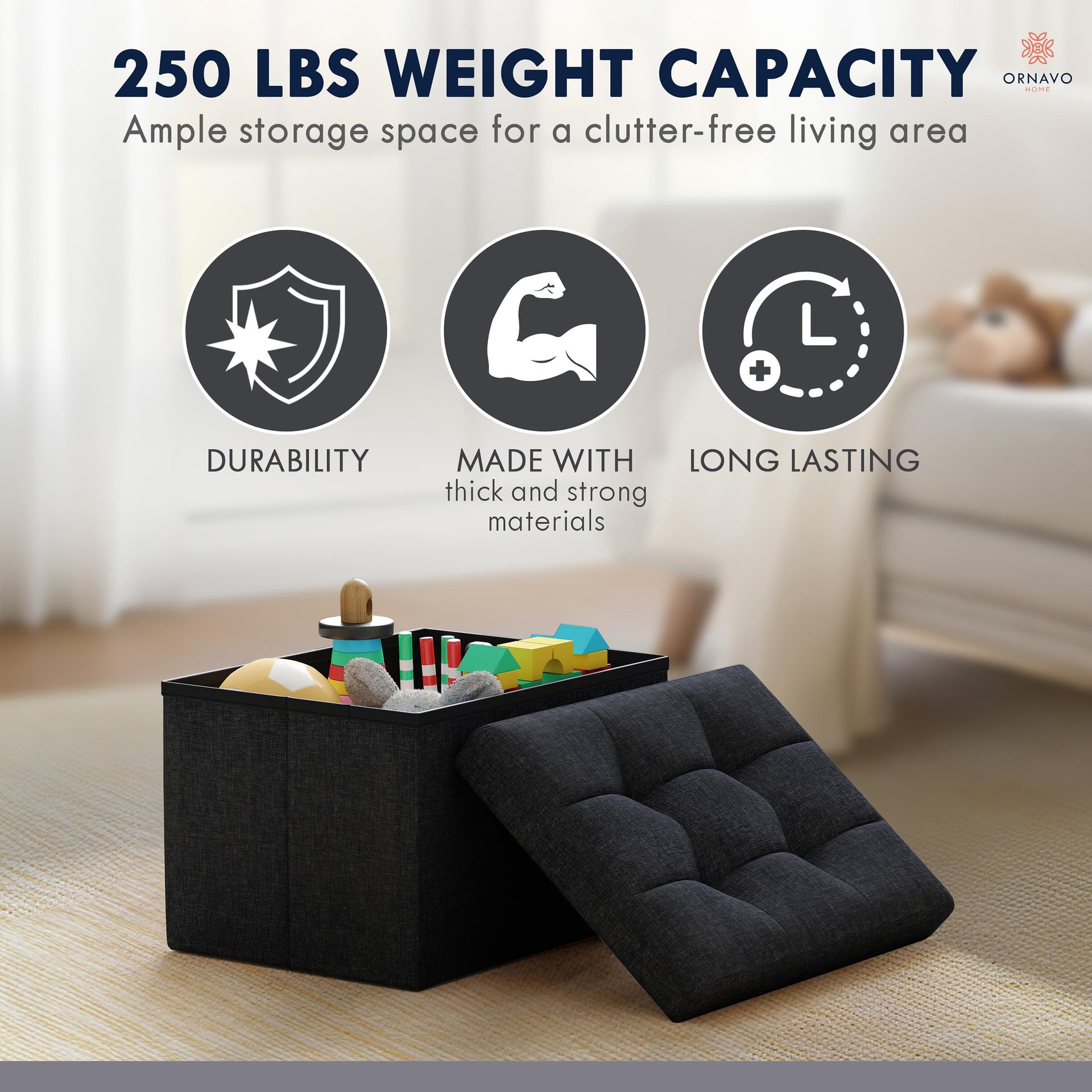 Small Rectangle Storage Ottoman