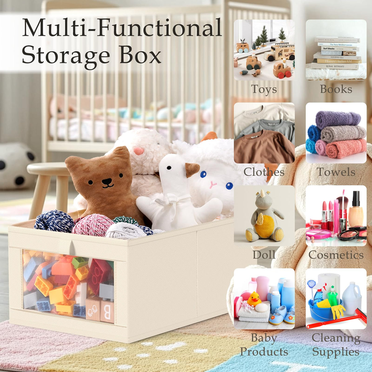 Beige Linen Closet Organizers and Storage (8 Count)