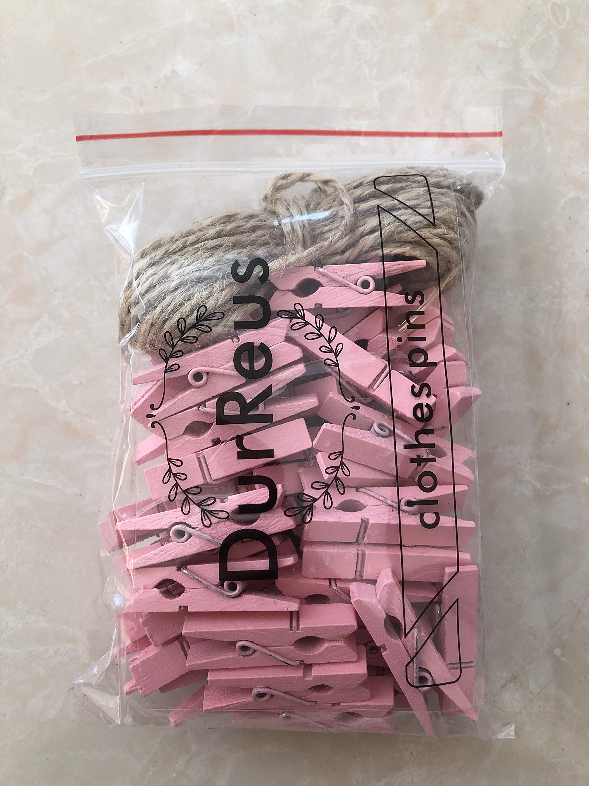 Tiny Clothes Pins Colorful Hang Up Photographs Drawings Party Clips Decor Baby Shower Game With Twine Pack 50 Pink