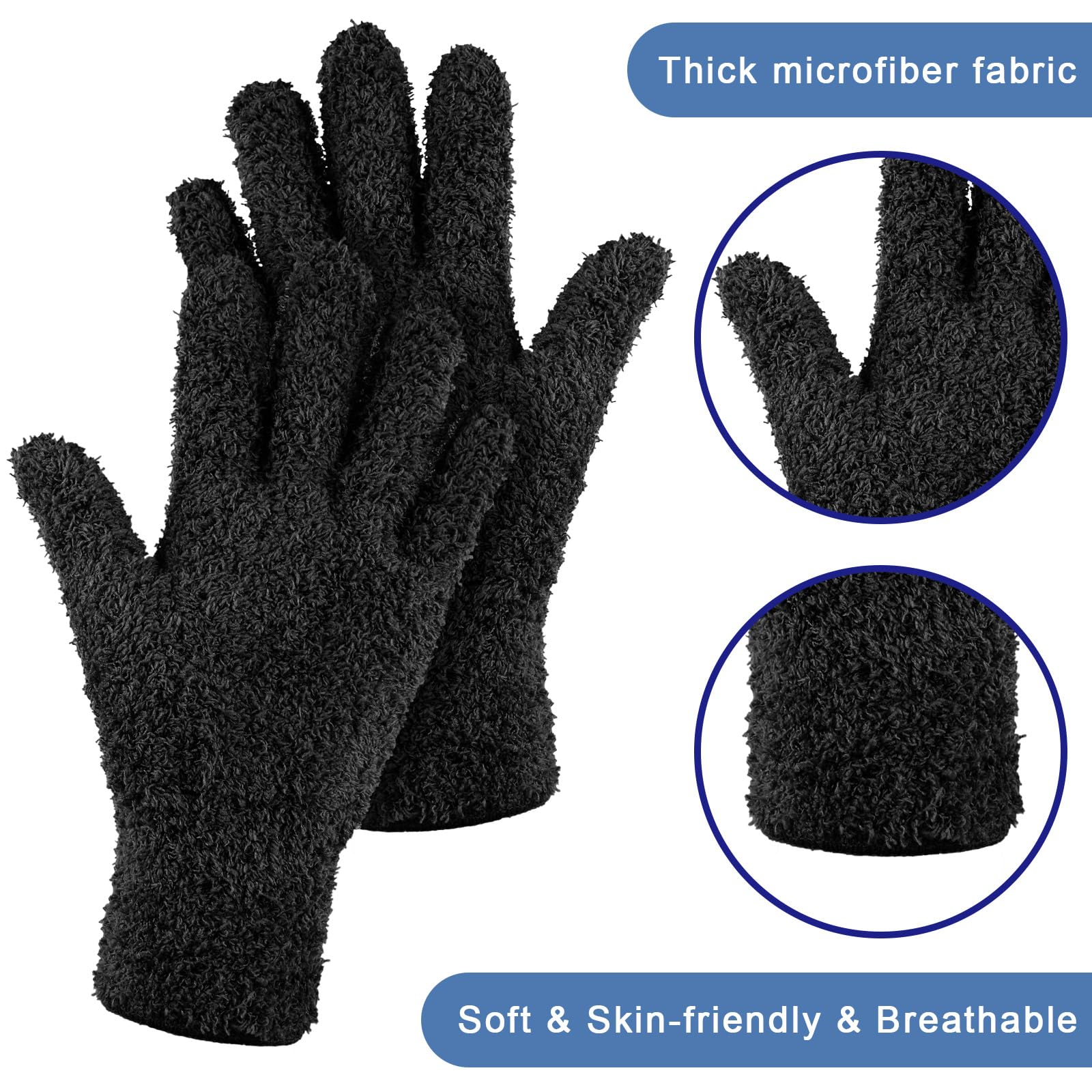 6 Pairs Microfiber Dusting Gloves