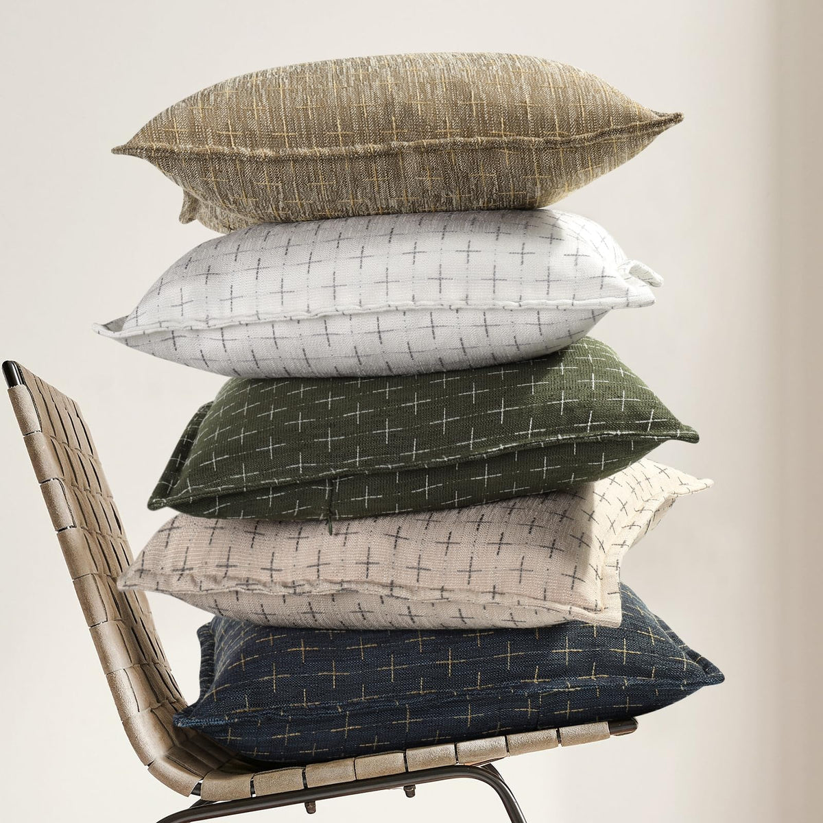 Pillow Covers 22x22 Set of 2 Soft Polyester Textured Pillow Covers with Stylish Flange Edge Cozy Farmhouse Throw Pillows for Couch Bed Sofa Living Room (2 Count)