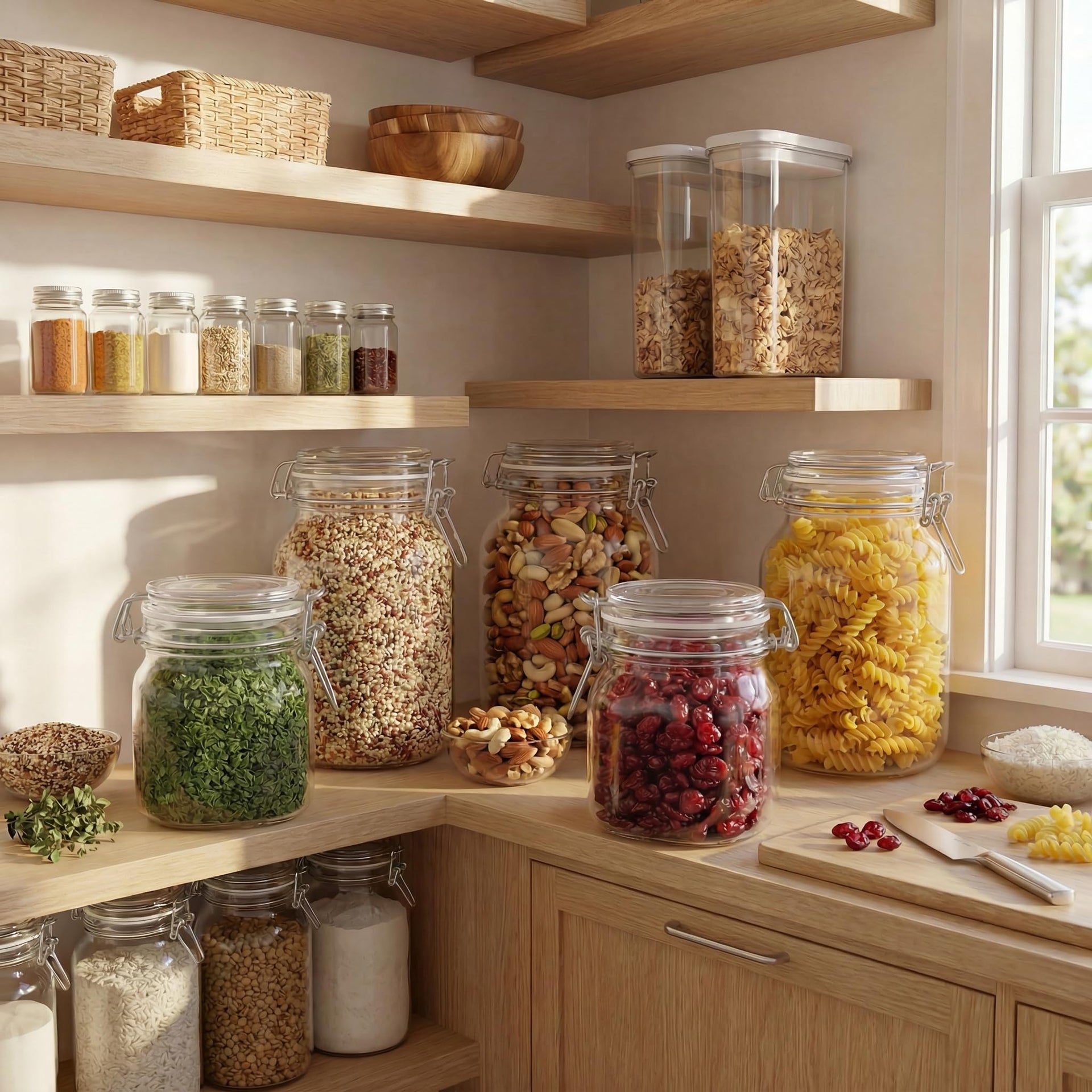 32 oz Round Glass Jars with Airtight Lids (4 Count)