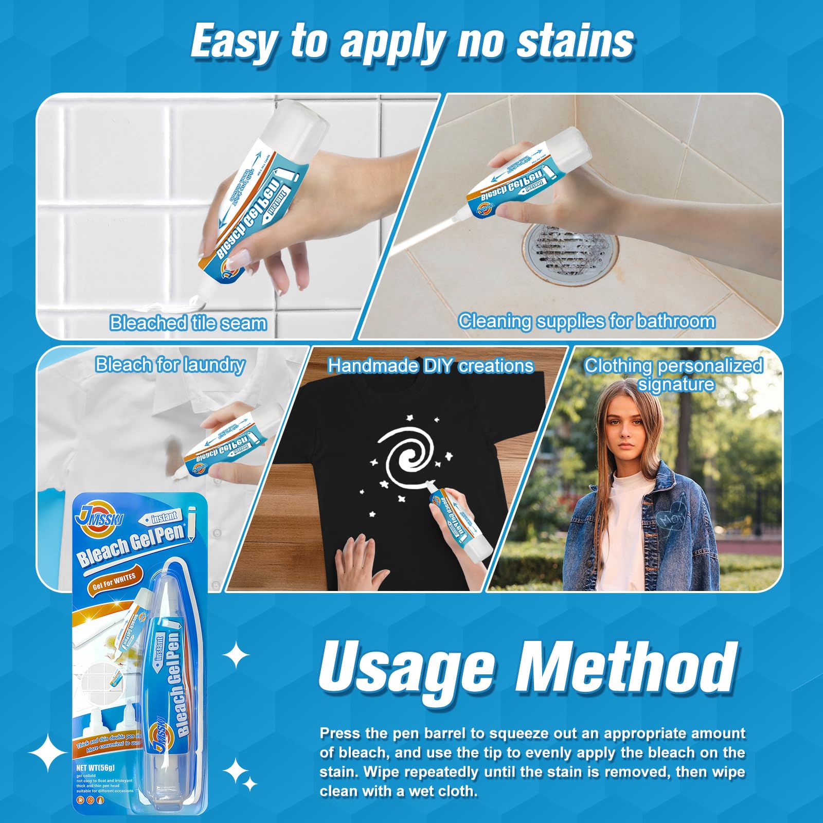 Bleach Pen for Clothes & Grout