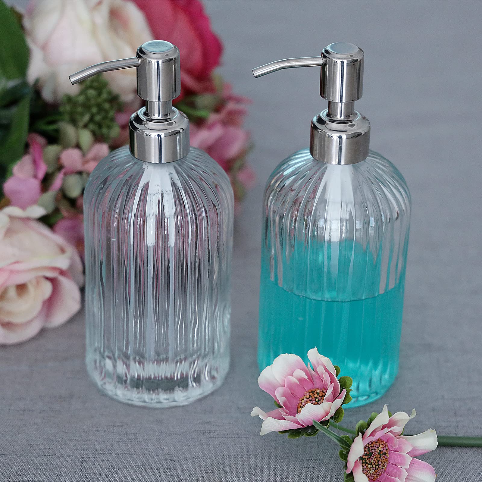Clear Glass Soap Dispenser 18 oz (2 Count)
