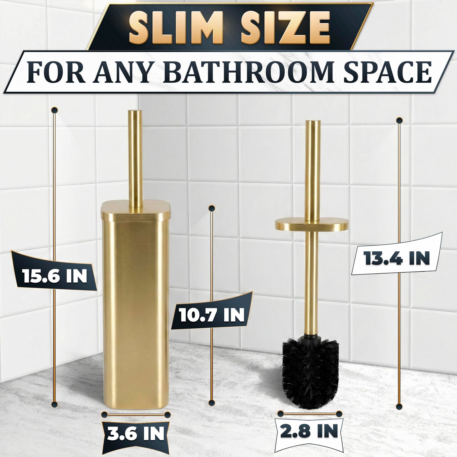 Gold Toilet Brush and Holder Set