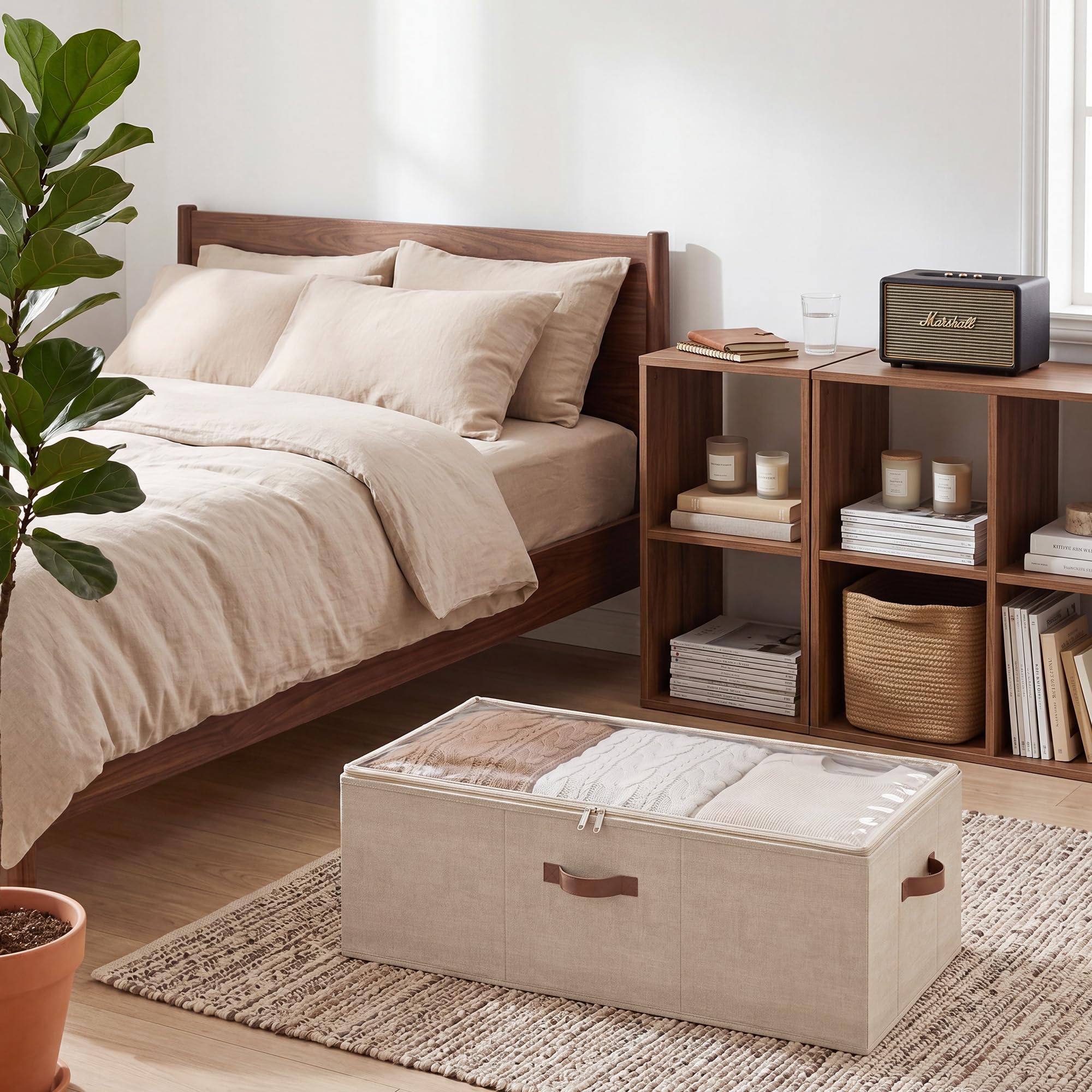 10 Inch Tall Under Bed Storage Containers with Clear Lid (2 Count)