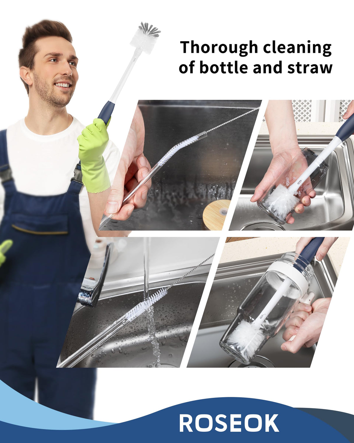 2 in 1 Bottle Brush with Straw Cleaner Brush (2 Count)