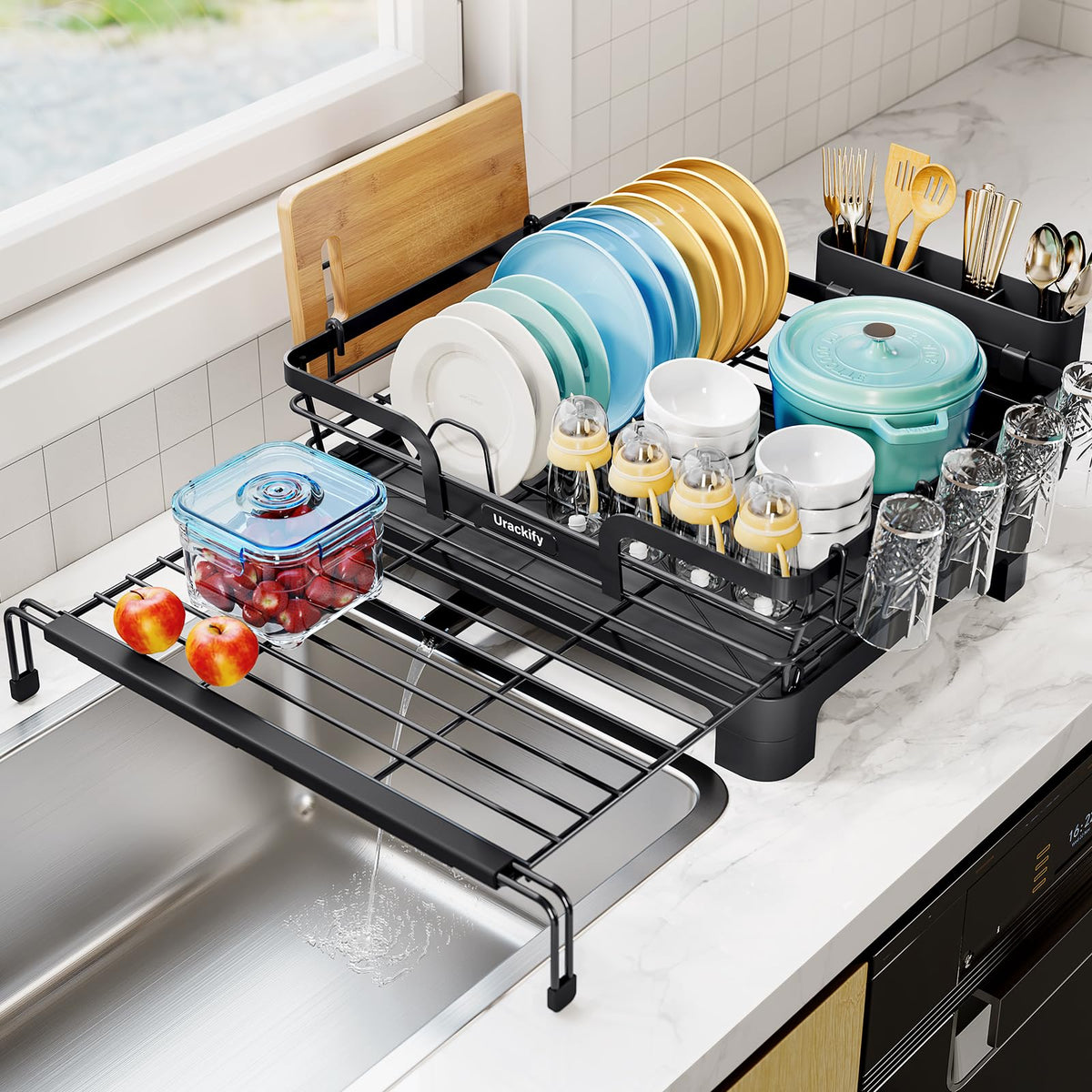 Expandable Dish Drying Rack for Kitchen Counter