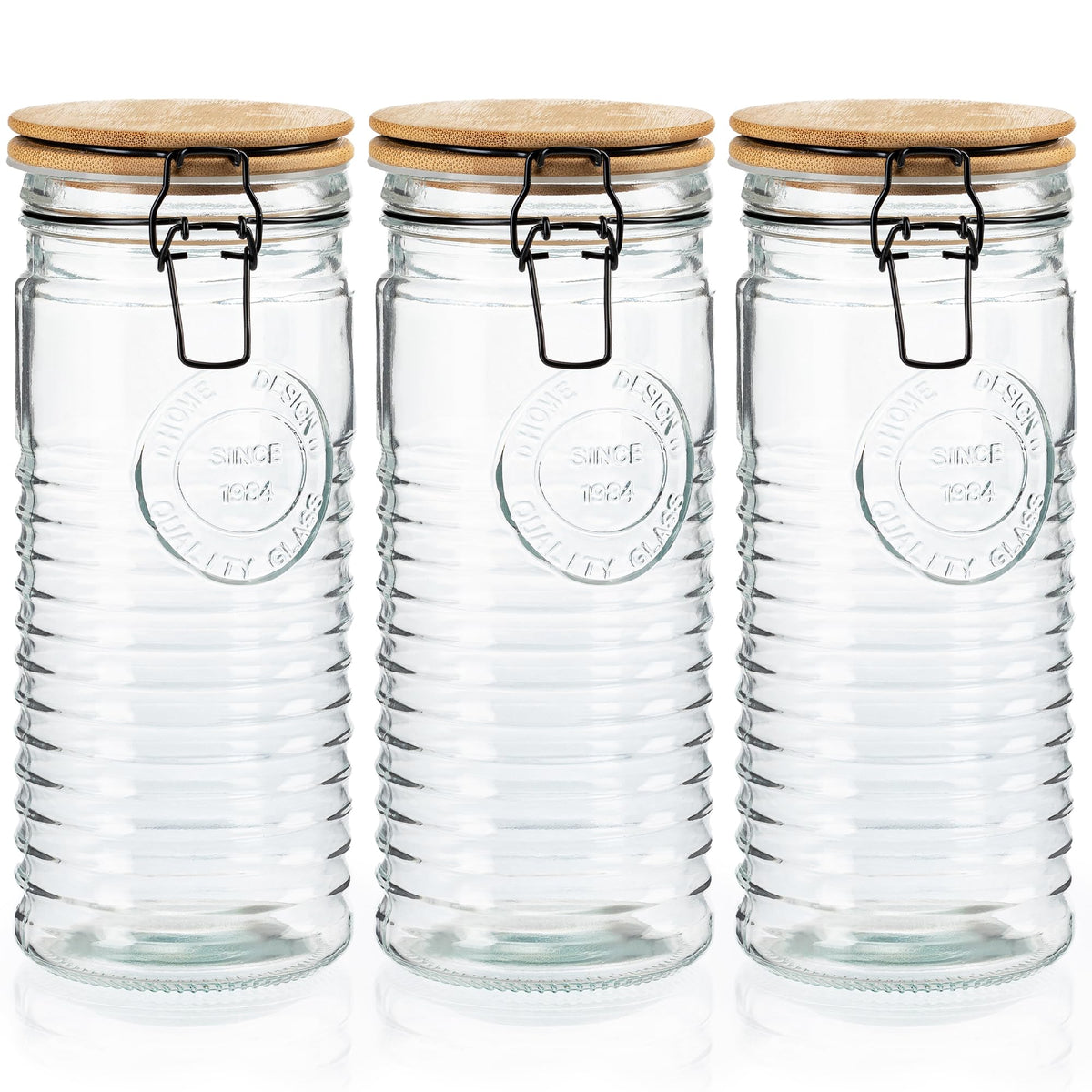 Tall Glass Pasta Storage Containers with Airtight Clasp Lids