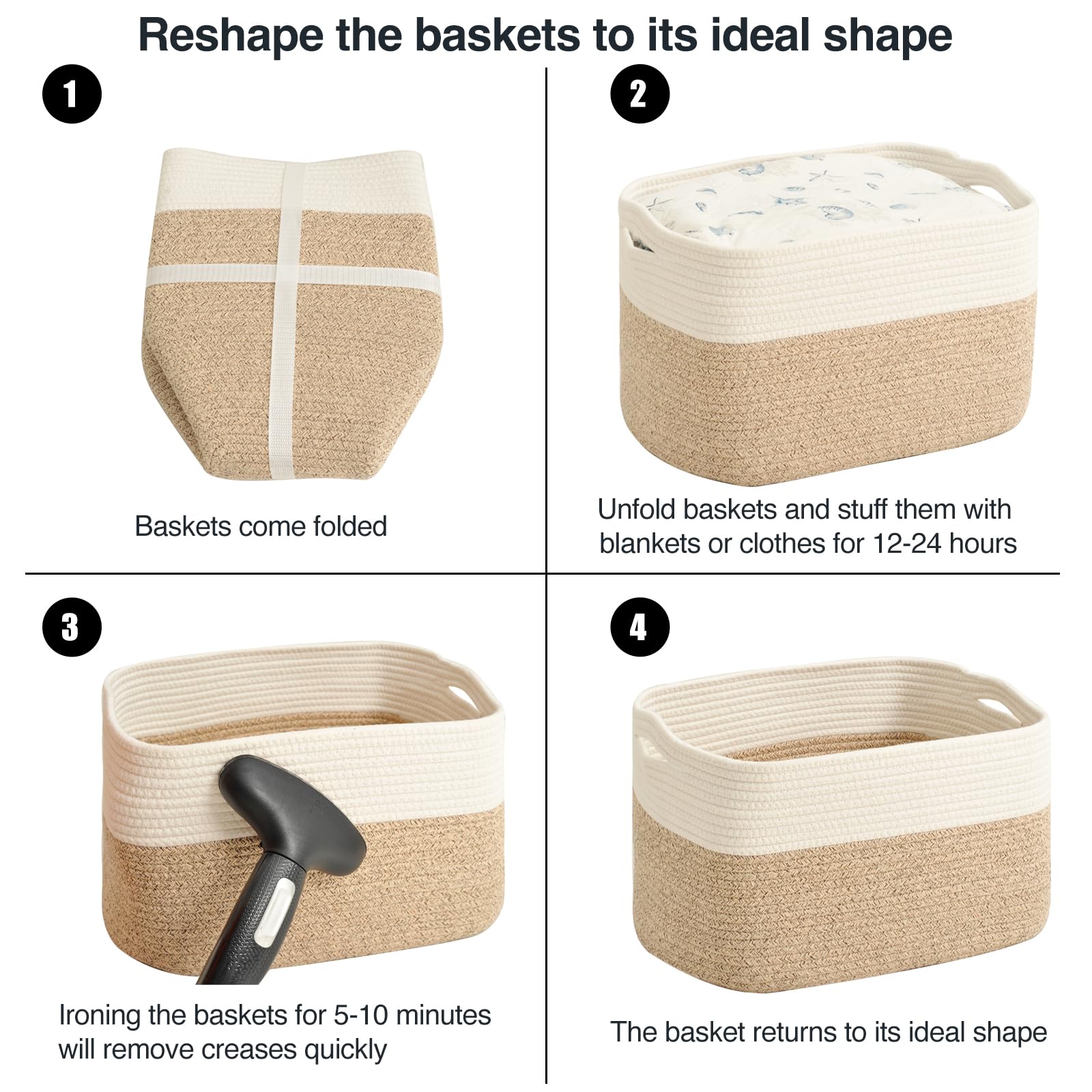 Large Storage Baskets for Organizing Shelves (3 Count)