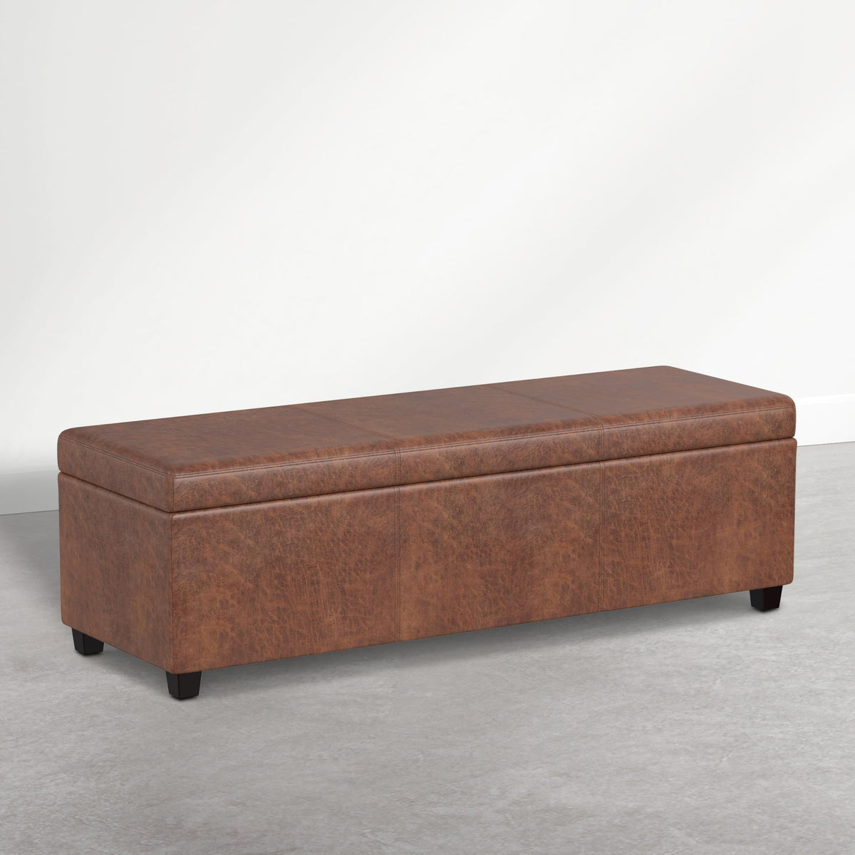 Avalon 54" Vegan Leather Ottoman in Distressed Pecan Brown