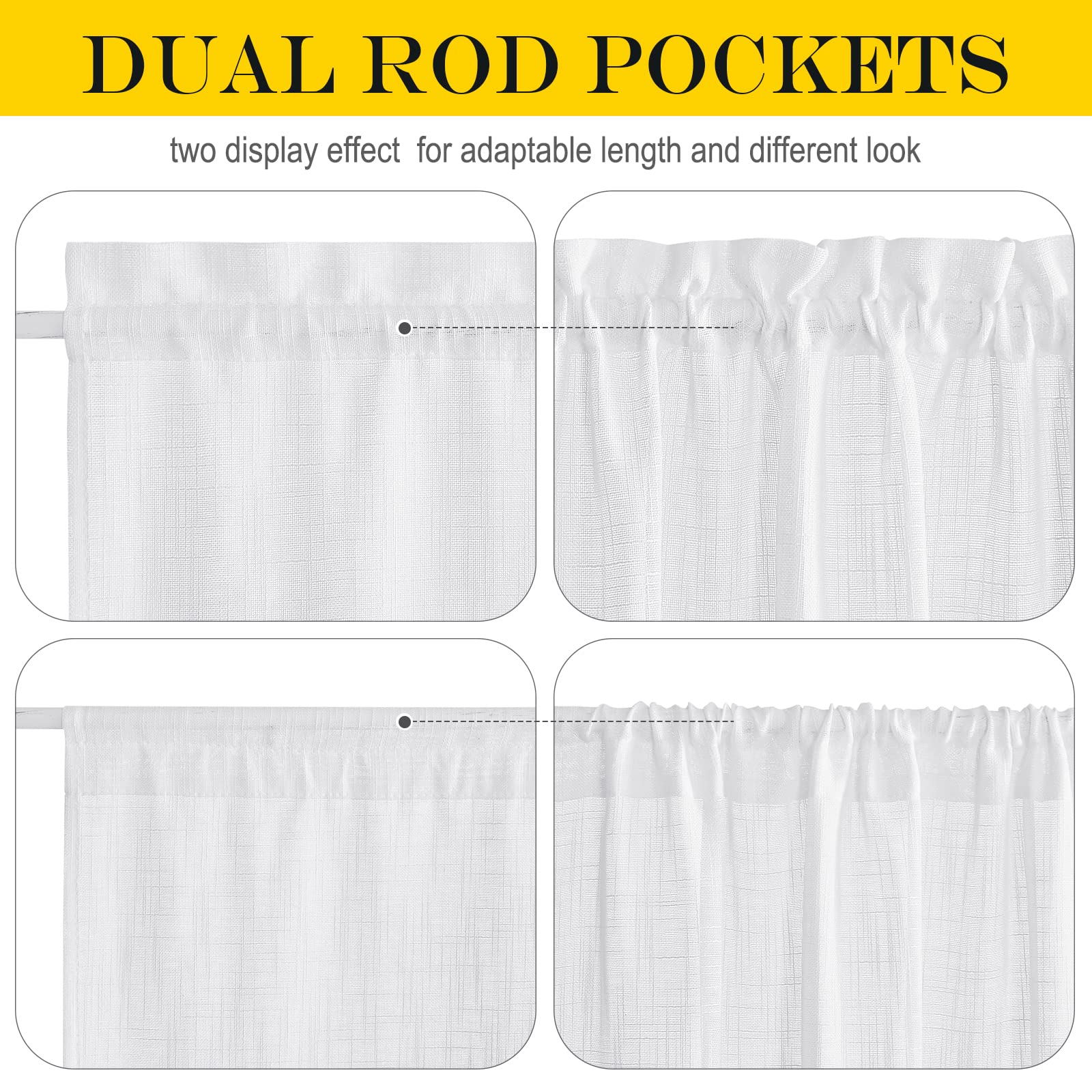 French Door Curtain Panel Linen Look Classroom Window Shade