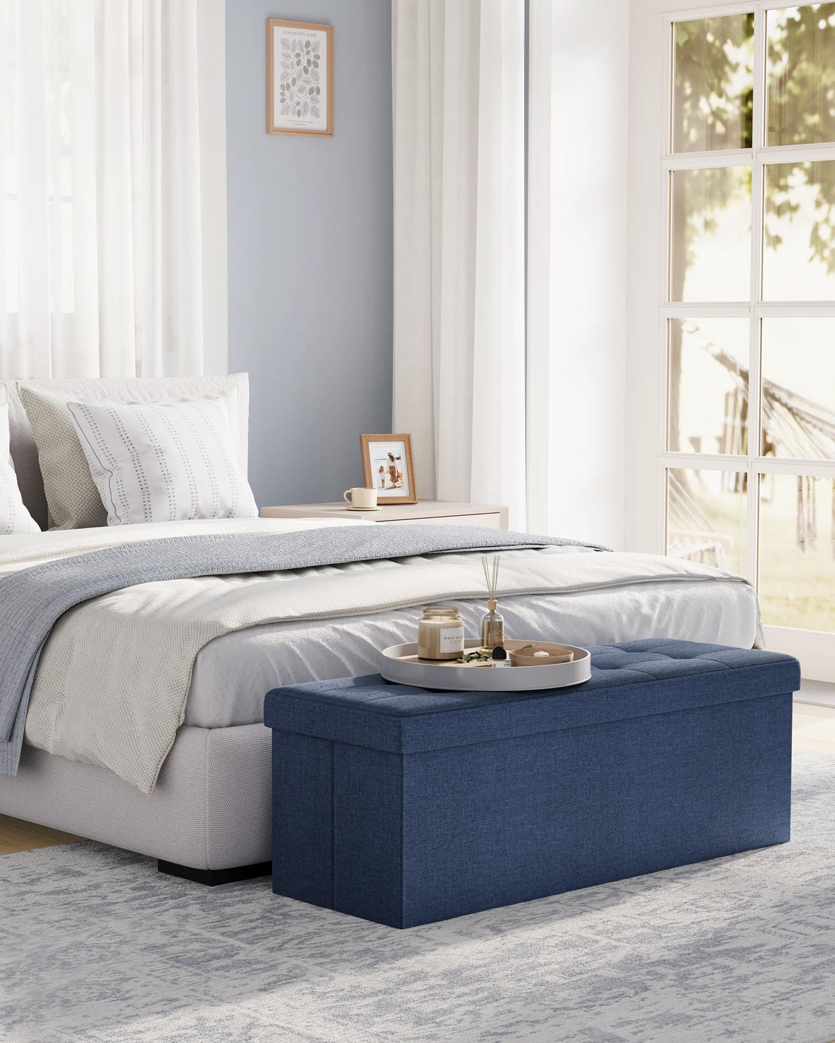 43.3 Inches Folding Storage Ottoman Bench