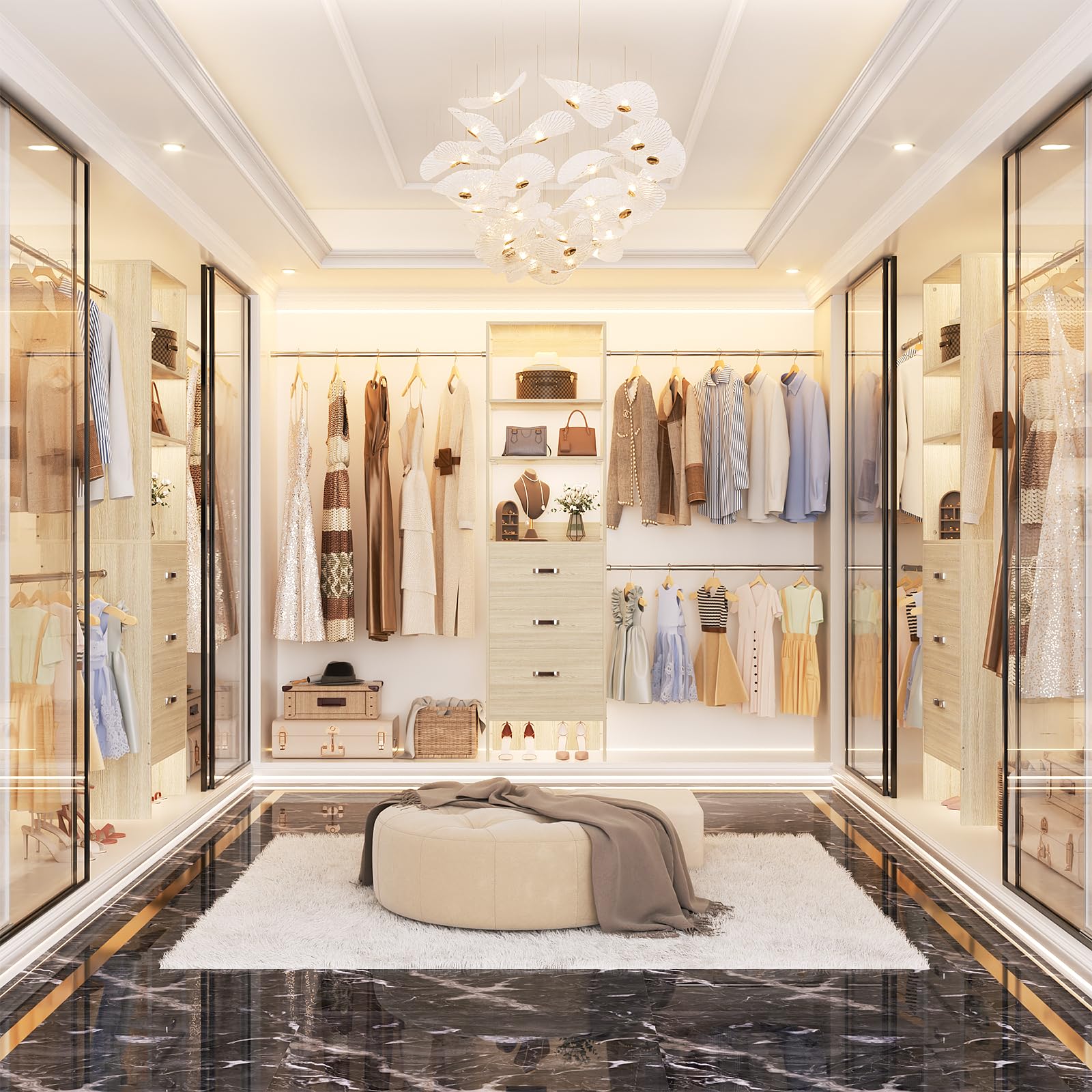 96'' Closet Organizer System with 3 Hanging Rods