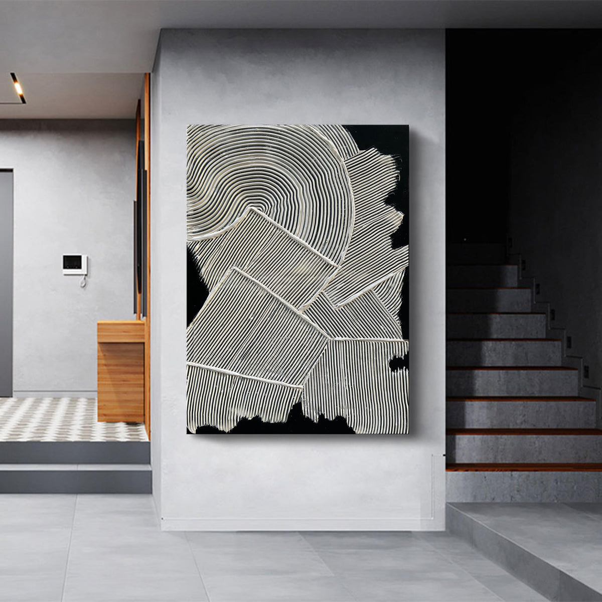 Art Hand Painted White Texture Abstract Art Oil Painting 40x28 inch Office Corridor Abstract Wall Decoration