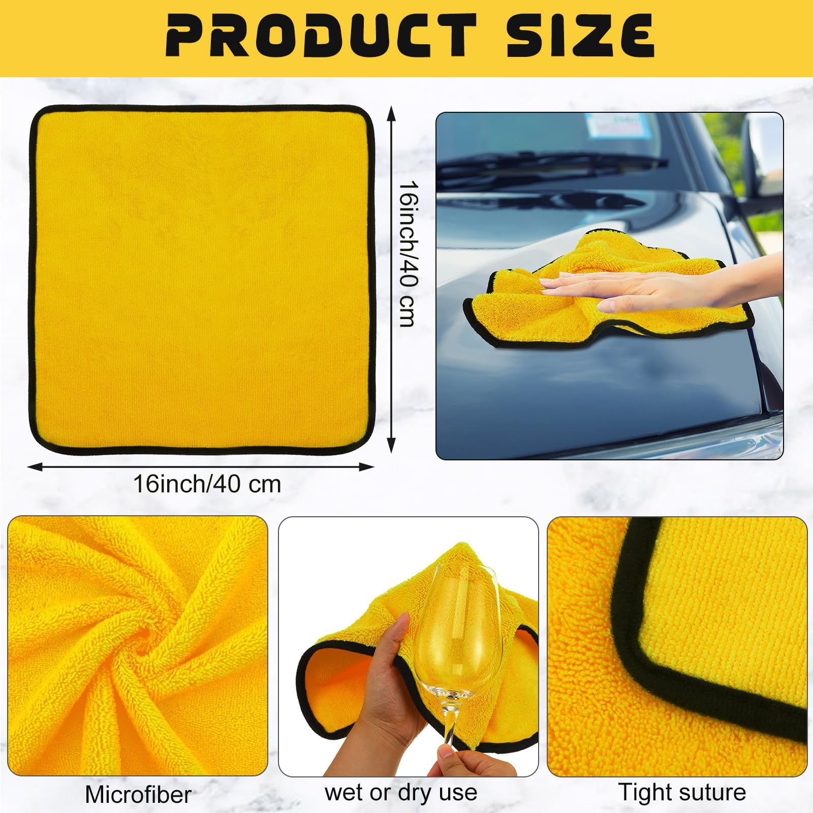 60 Pcs Yellow Microfiber Towels (60 Count)