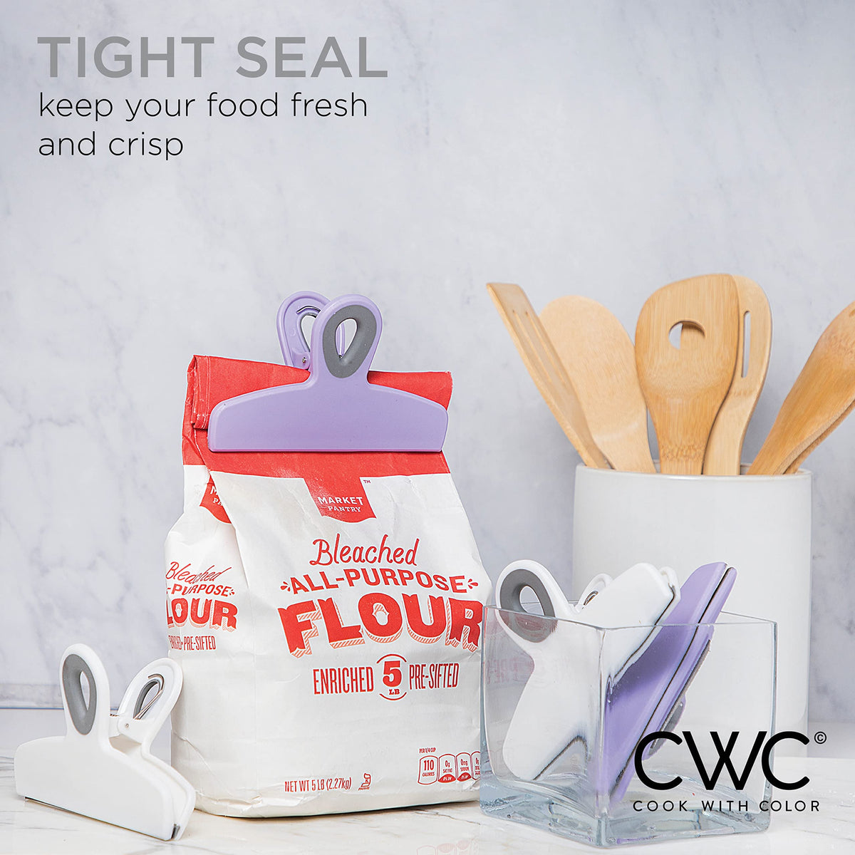 Bag Clips Heavy Duty Chip Clip and Refrigerator Magnet Clips for Food Storage with Air Tight Seal Grip (4 Count)