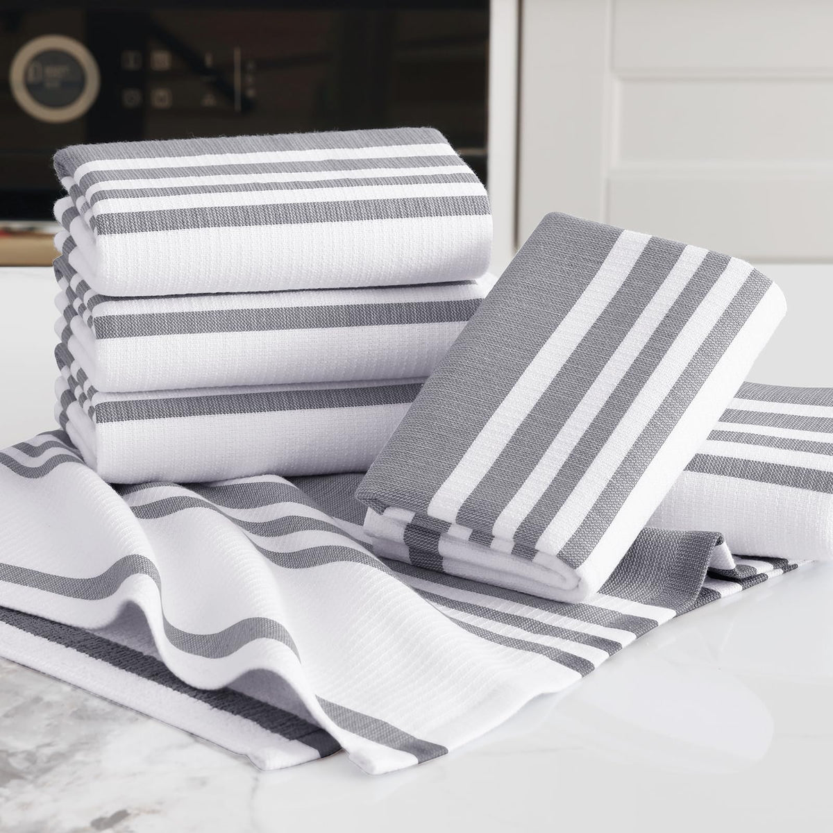 Premium Cotton Stripe Kitchen Towels 6 Pack (6 Count)