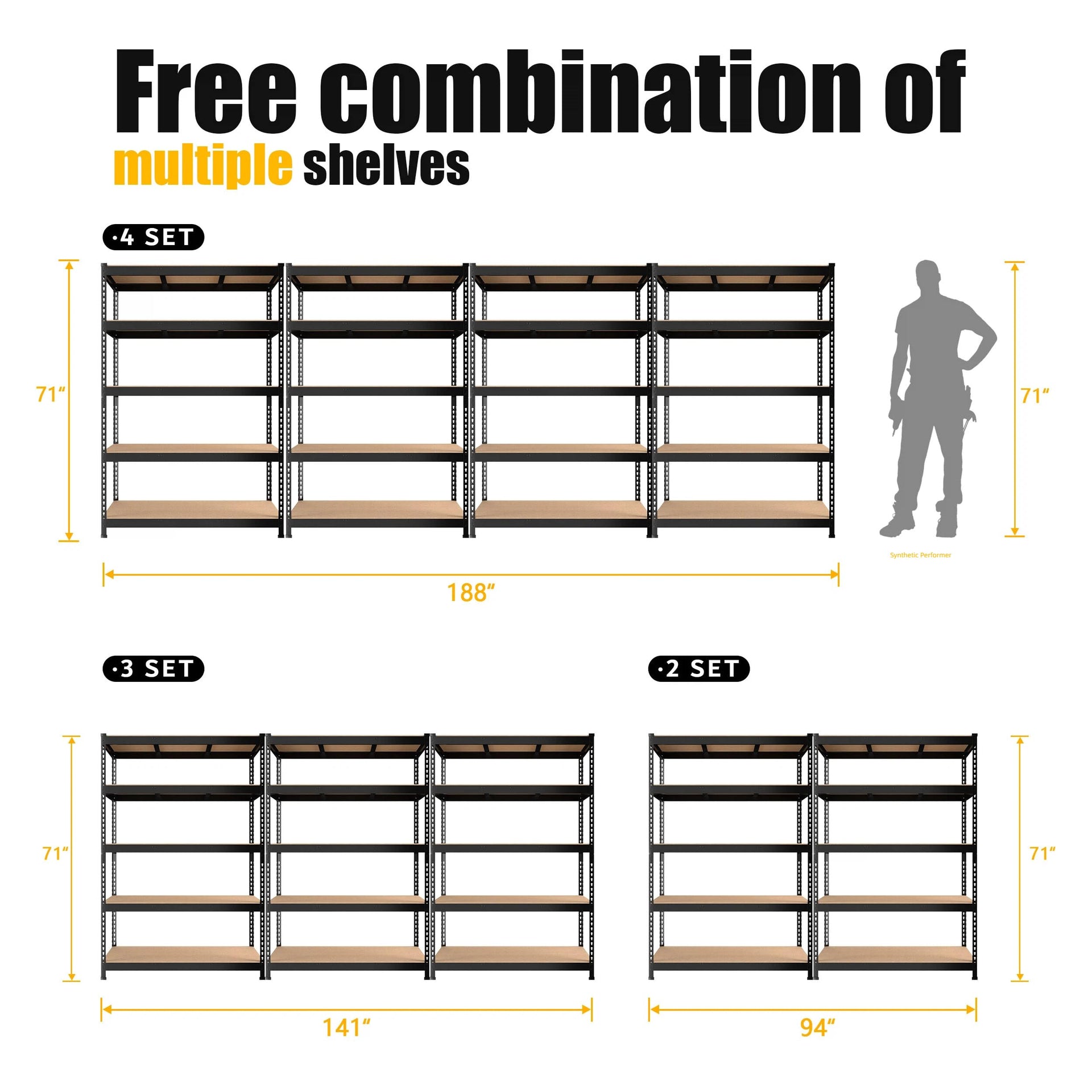 47"W x 18"D x 72"H Garage Storage Shelves (8 Count)