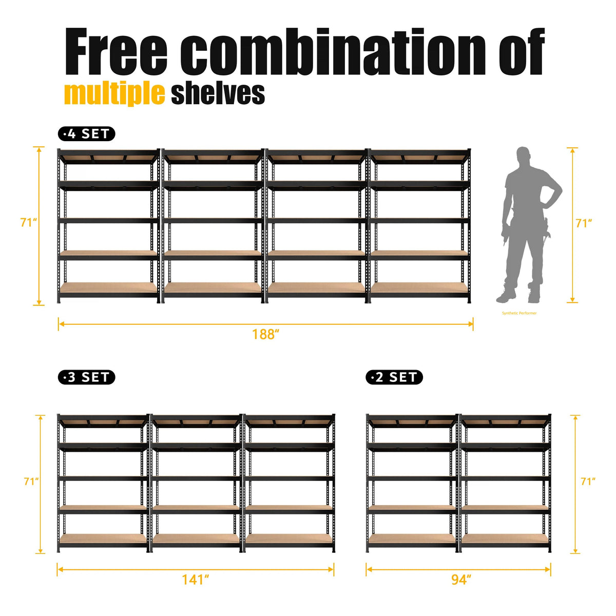 47"W x 18"D x 72"H Garage Storage Shelves (5 Count)
