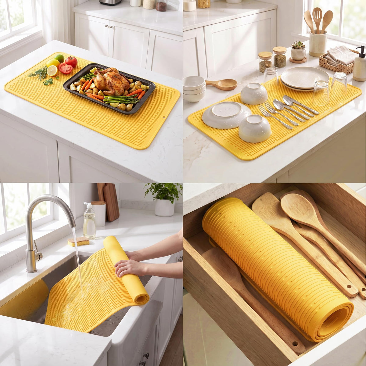 Silicone Dish Drying Mat for Multiple Usage
