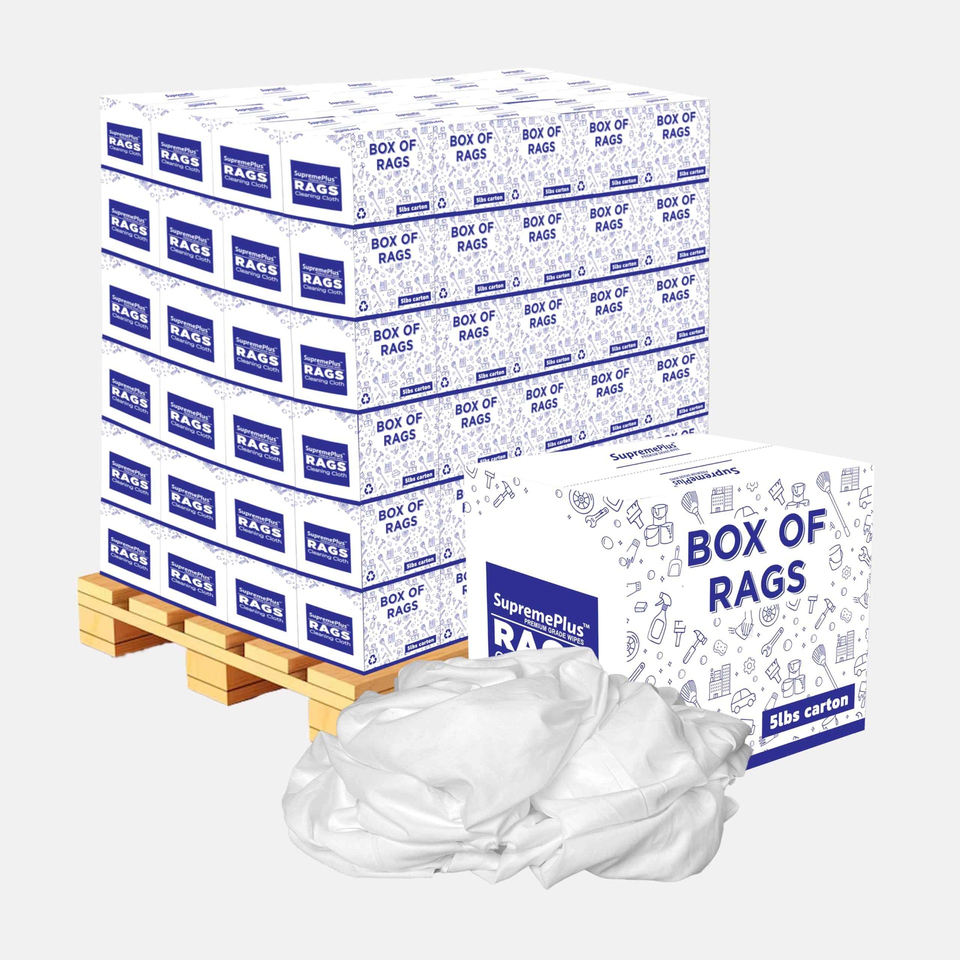 Recycled White Sheeting Cleaning Rags (5300 Count)
