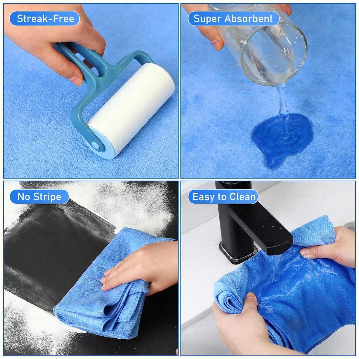 3 Pcs Extra Large Microfiber Cleaning Cloth 30" x 20" Washable Reusable Microfiber Towel Streak Free Lint Free Cloth for Cleaning Home Glass Office Window Bathrooms (3 Count)