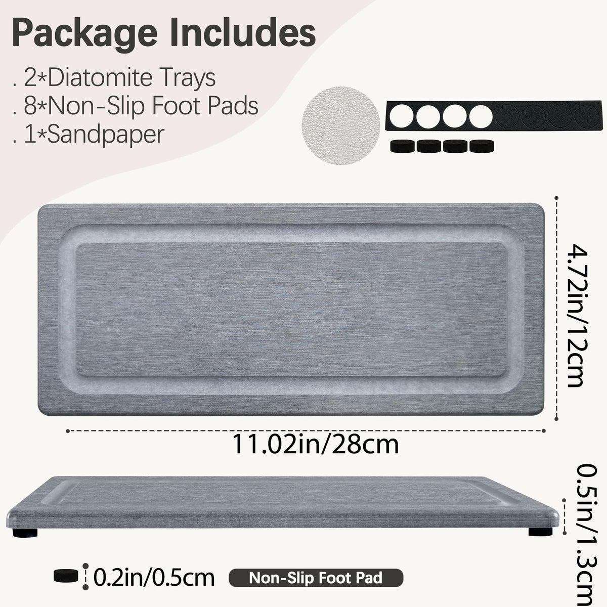 2 PCS Water Absorbing Stone Trays for Bathroom Sink Fast Drying Coasters (2 Count)