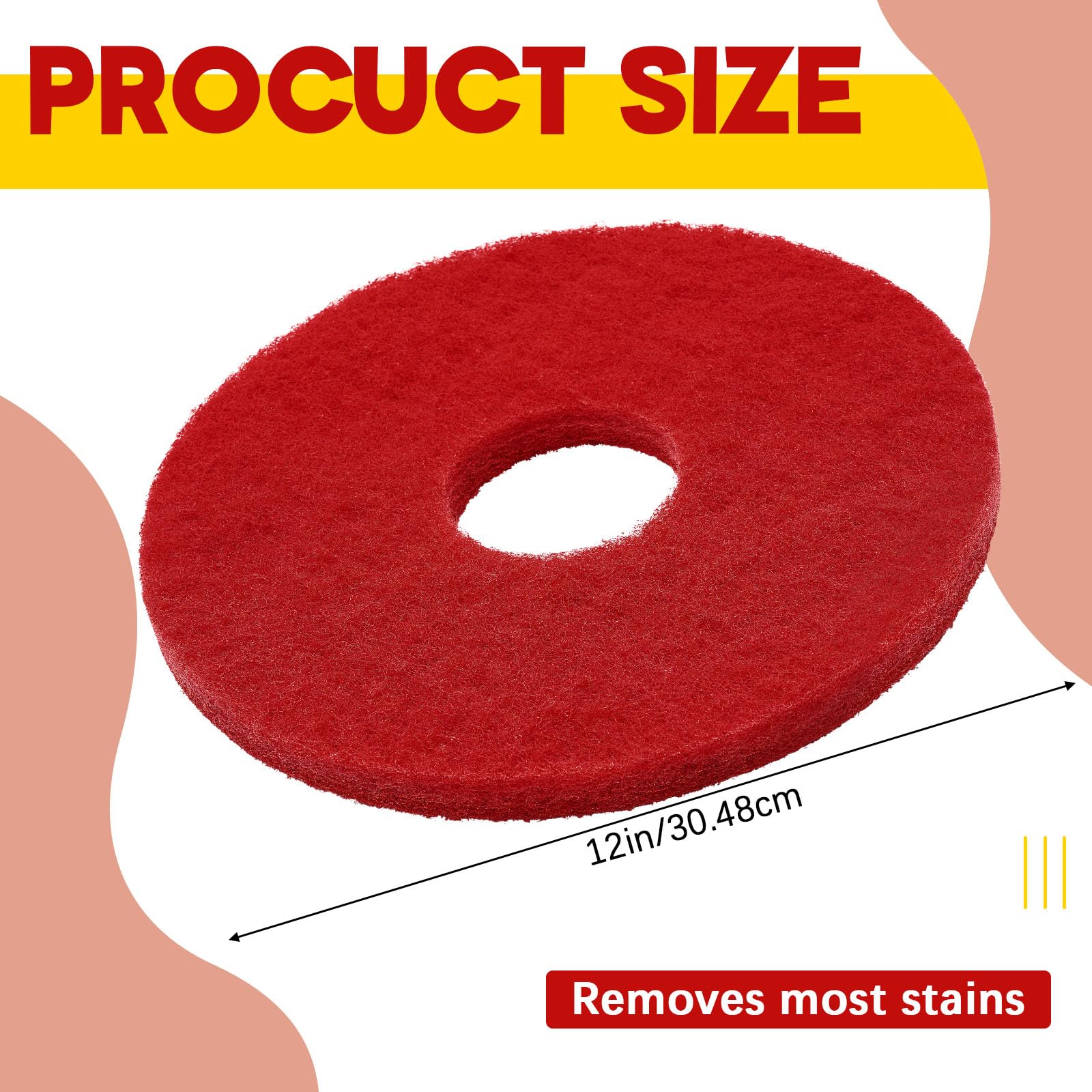 2 Pcs 12" Red Scrubbing Pads Commercial Cleaning Orbiter Pads (2 Count)