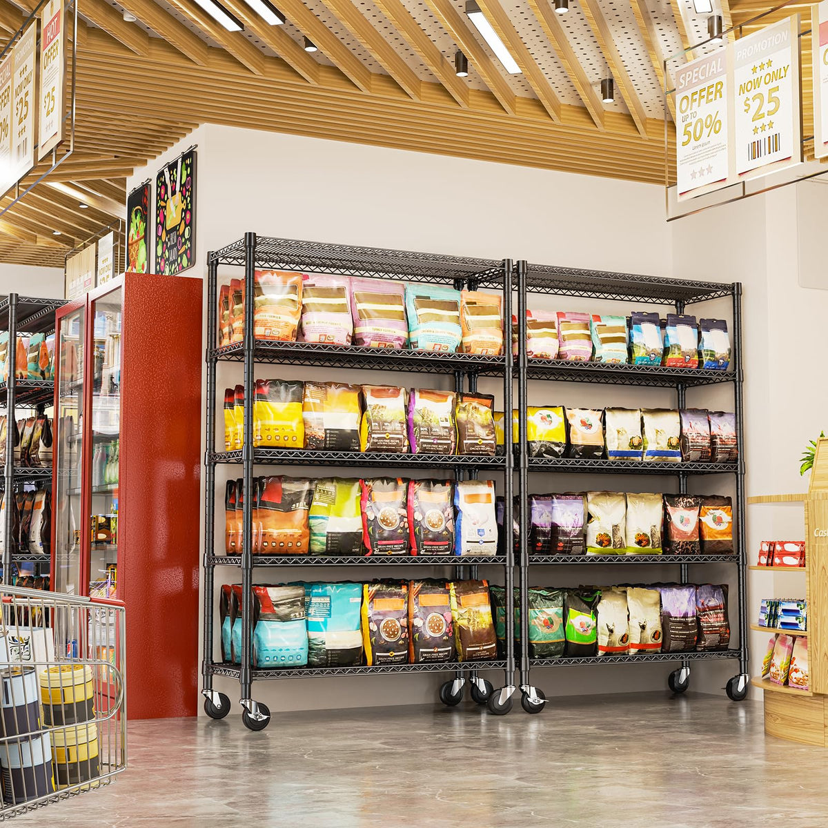 Black Storage Wire Rack Shelf
