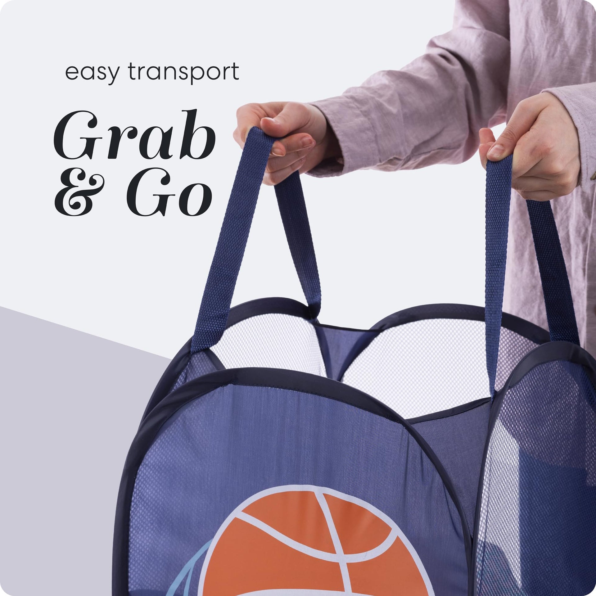 Collapsible Mesh Pop Up Laundry Hamper with Side Pocket