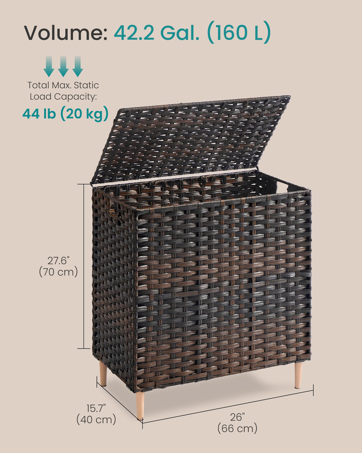 3 Section Laundry Hamper with Lid