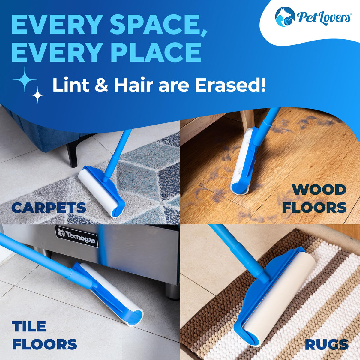 Extra Sticky Floor Lint Roller 4 Pack of Refills Only