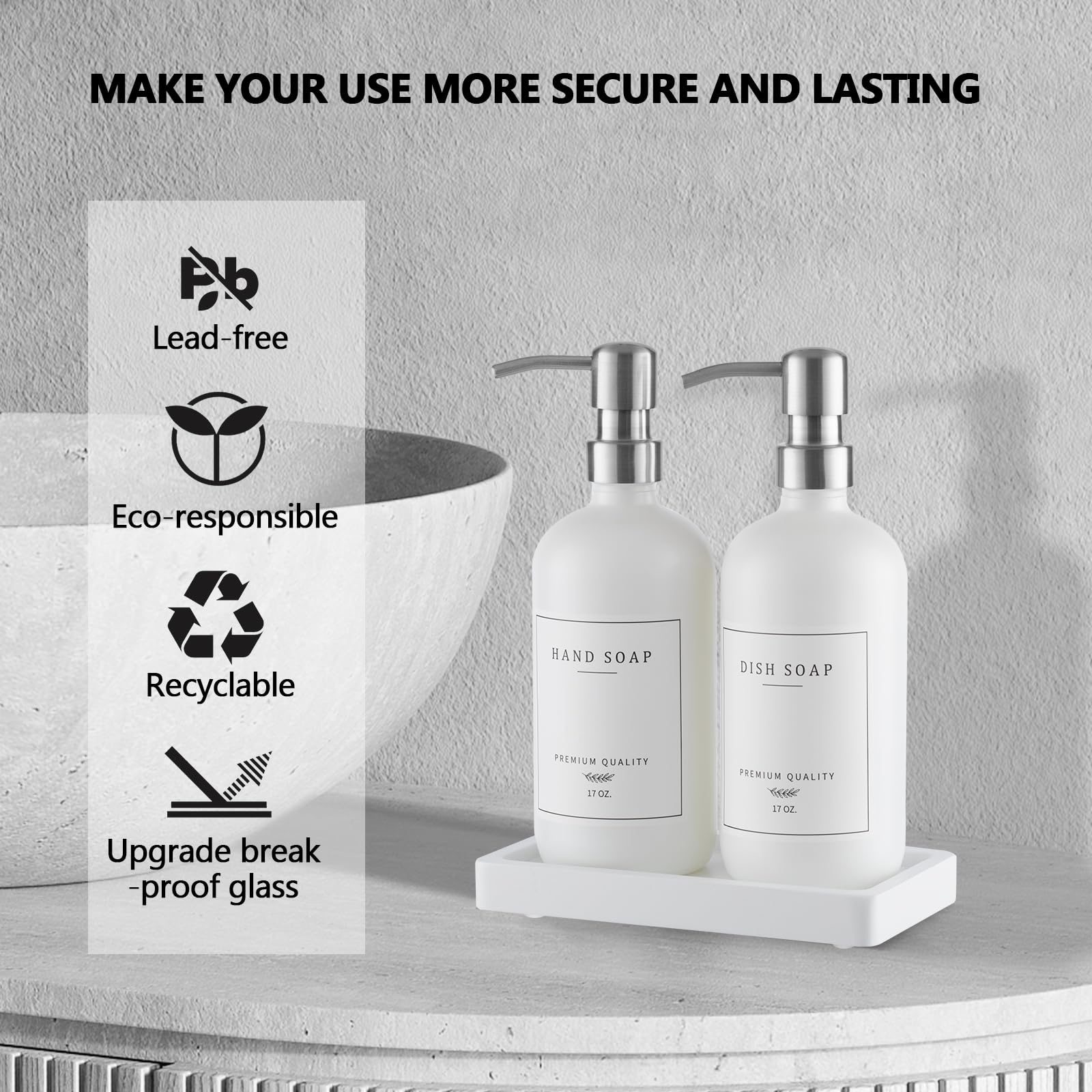 Thick Glass Soap Dispenser (2 Count)