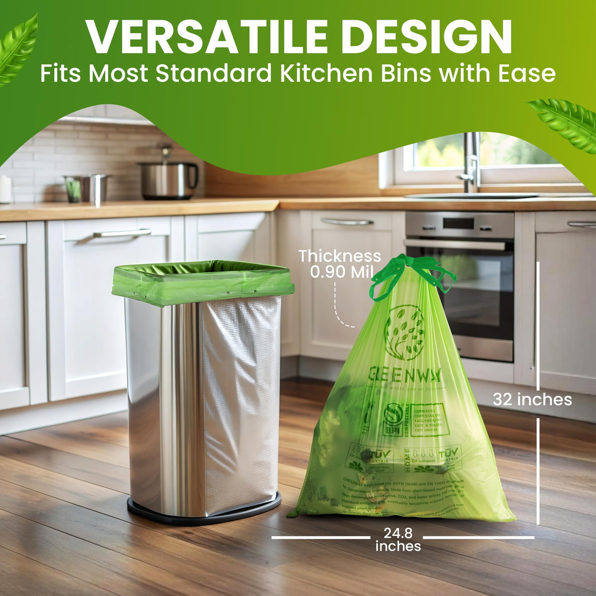 13 Gallon Compostable Drawstring Trash Bags (50 Count)