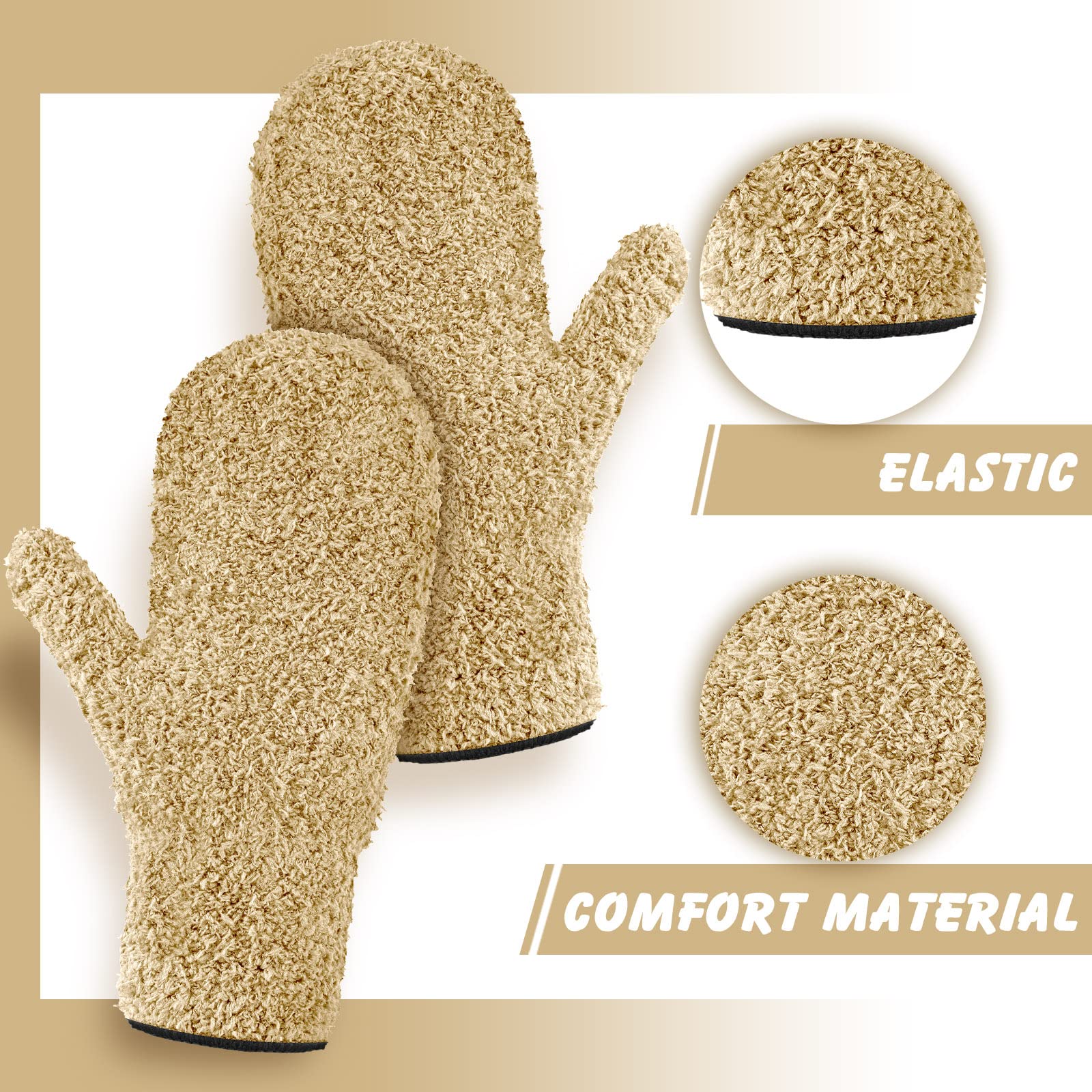 4 Pair Microfiber Dusting Mittens Reusable Women Cleaning Mittens with Thumb for Kitchen