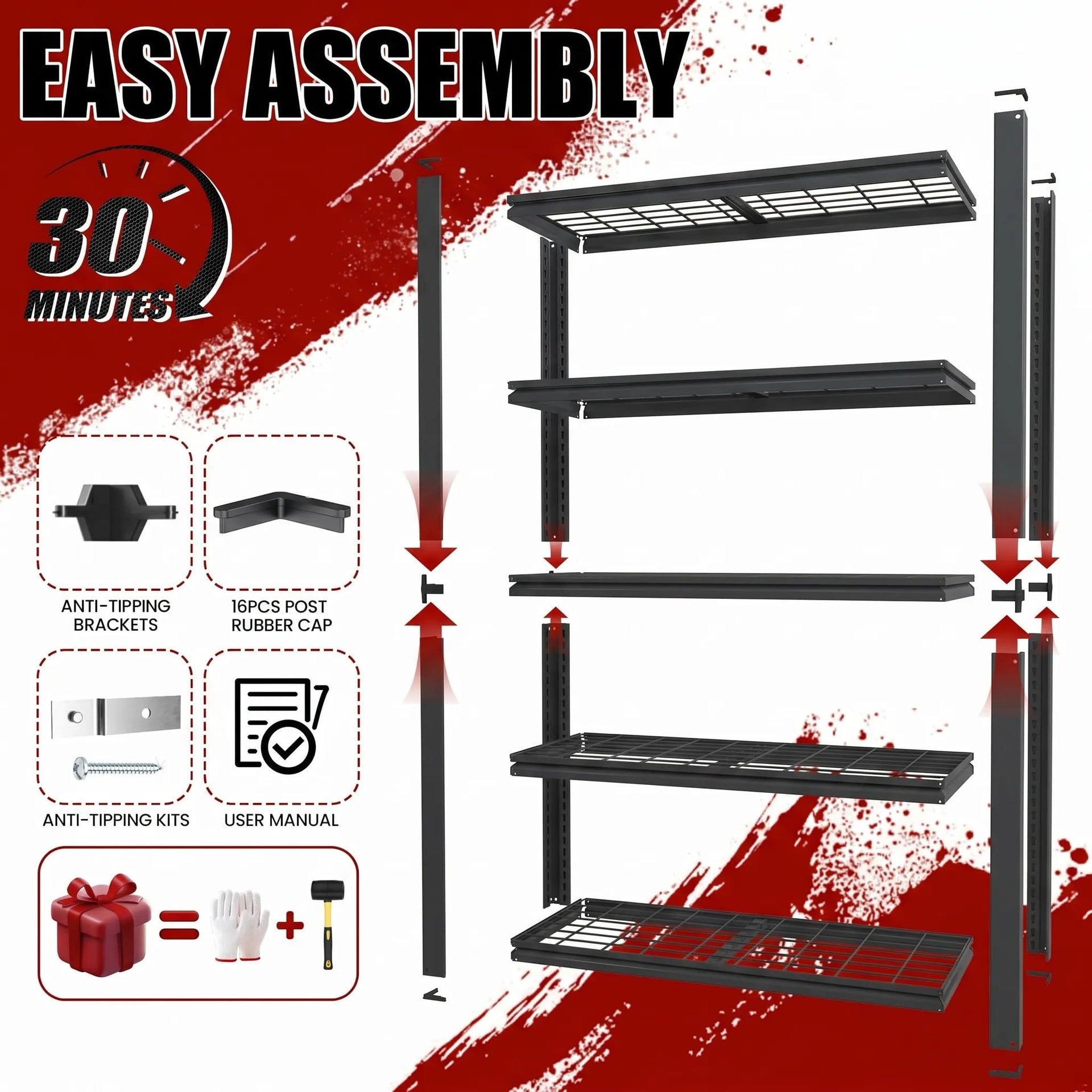 72" H Heavy Duty Garage Shelving (5 Count)