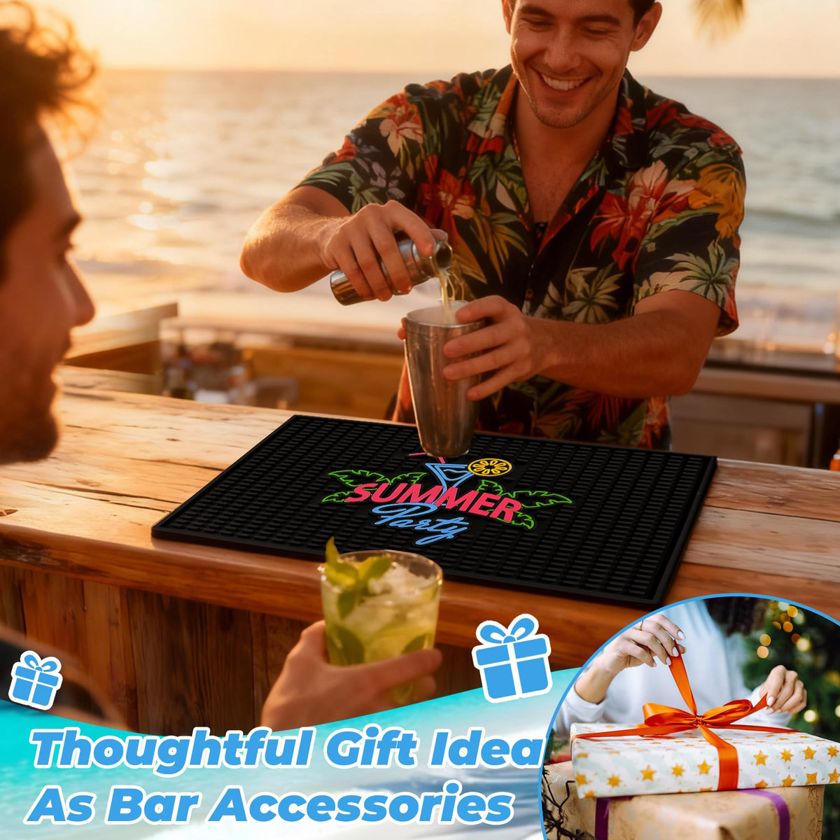 Neon Tiki Black Bar Mat 18 x 12 Inch