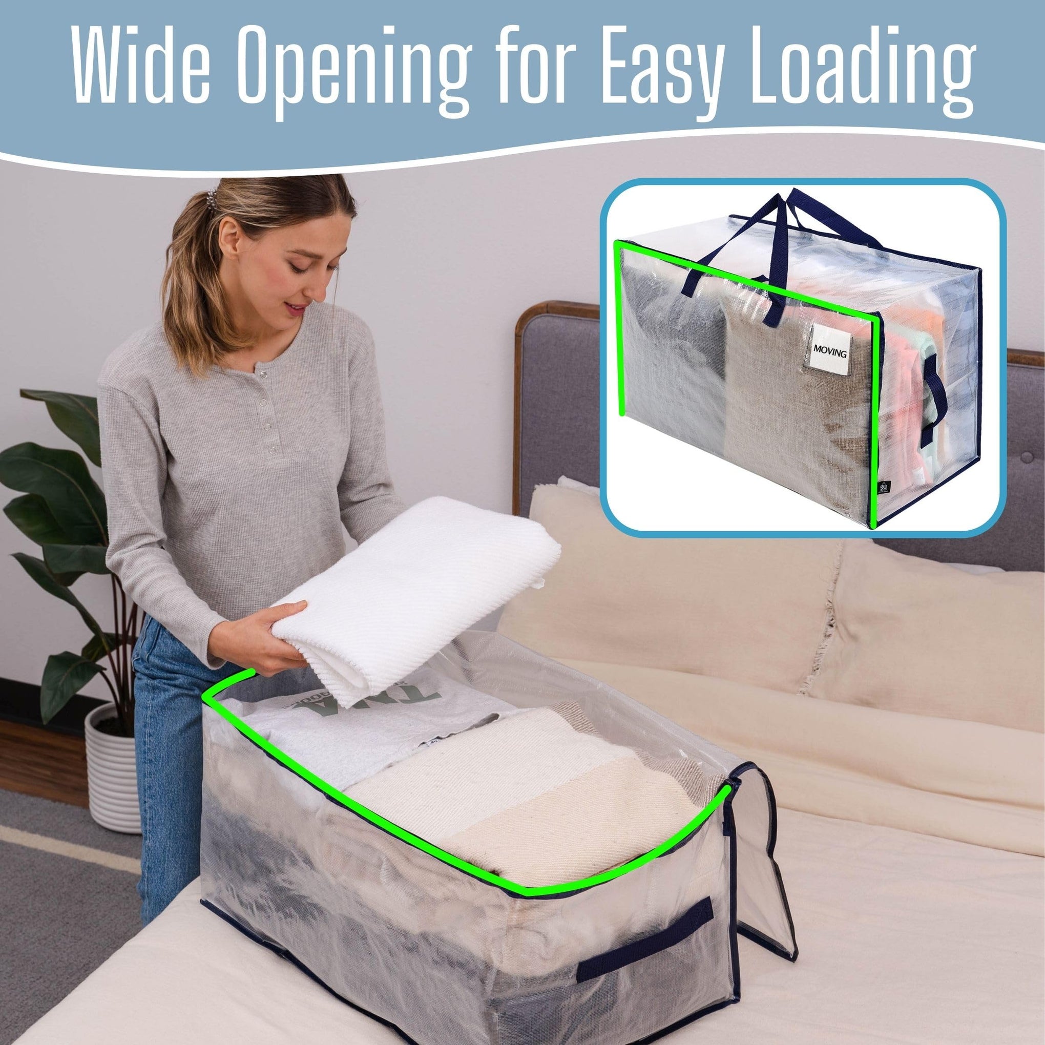 6 Pack Clear Extra Large Moving Bags & Storage Totes (6 Count)